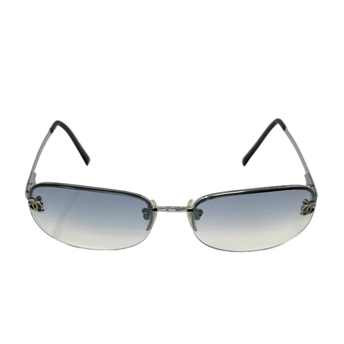 Chanel Blue Logo Rimless Sunglasses