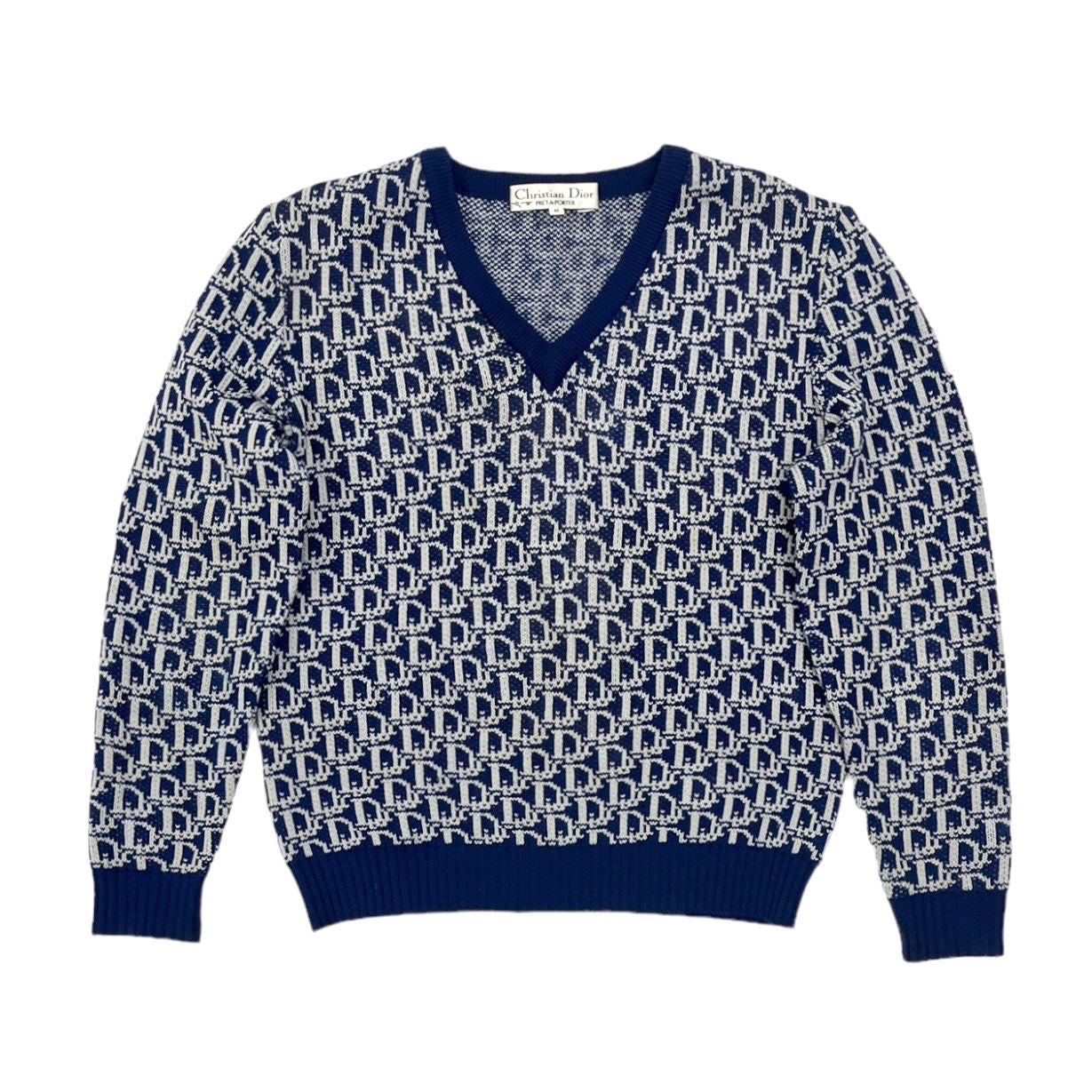 Treasures of NYC Dior Blue Monogram Knit Sweater