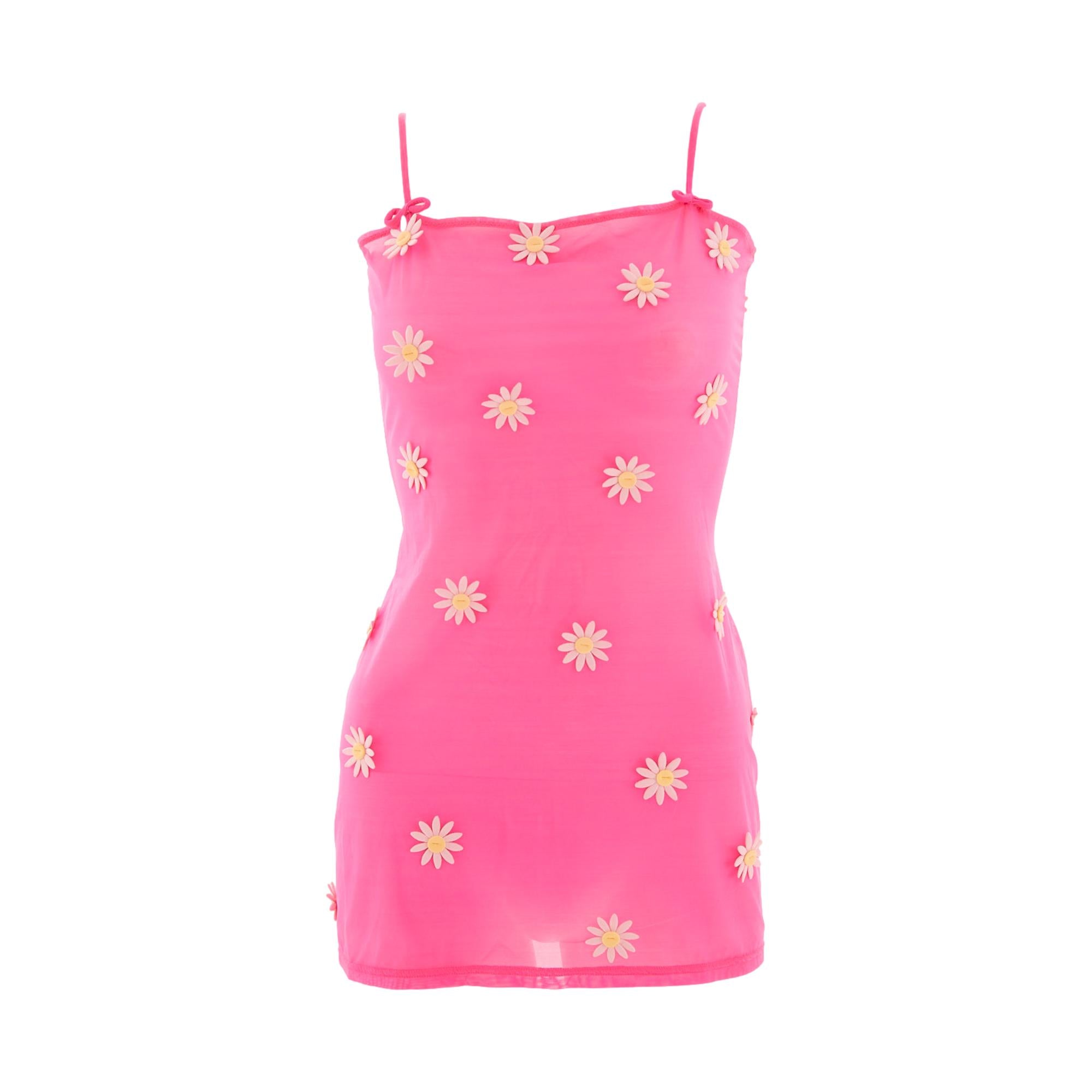 Dolce & Gabbana Hot Pink Sheer Daisy Mini Dress – Treasures of NYC