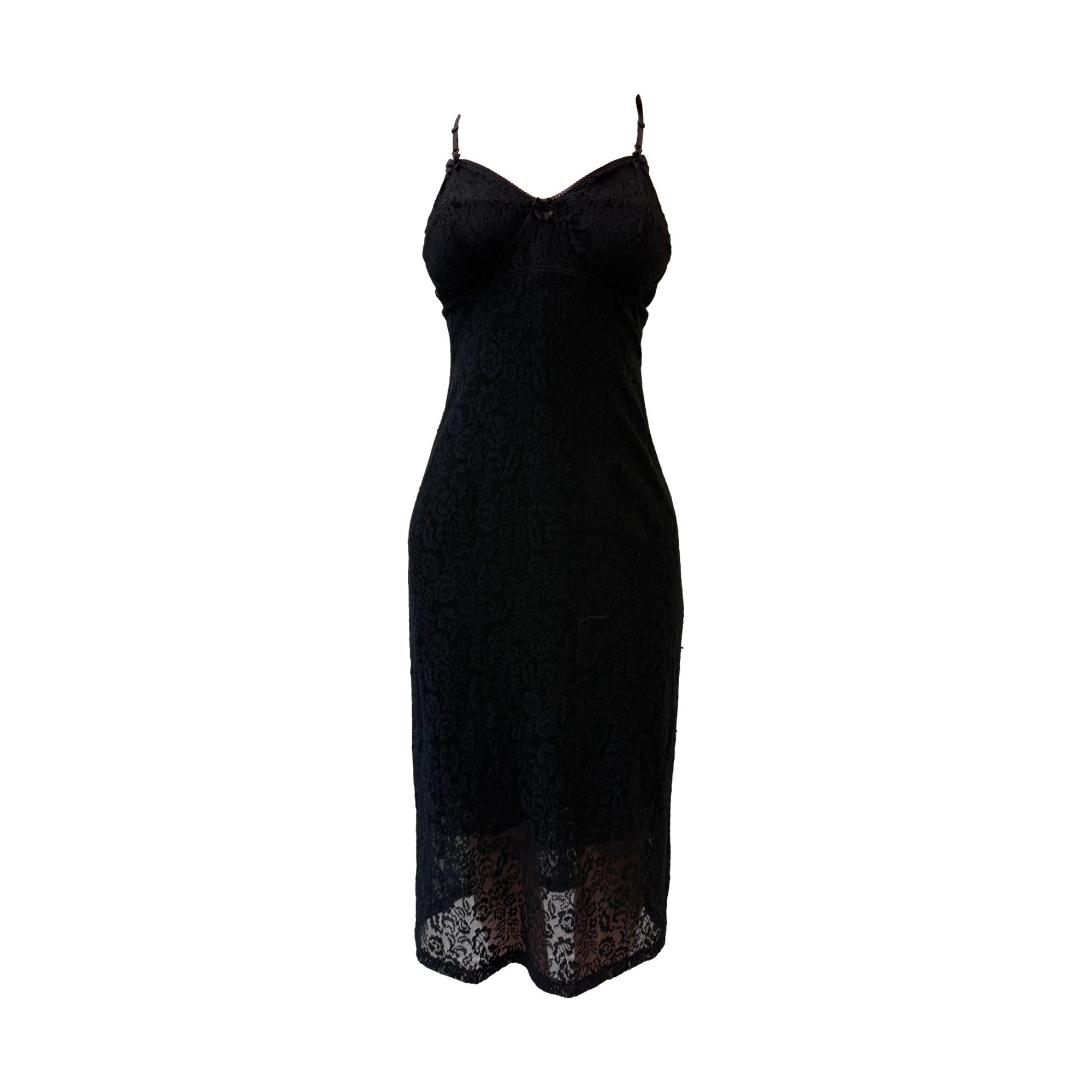 Dolce & Gabbana Black Floral Lace Slip Dress – Treasures of NYC
