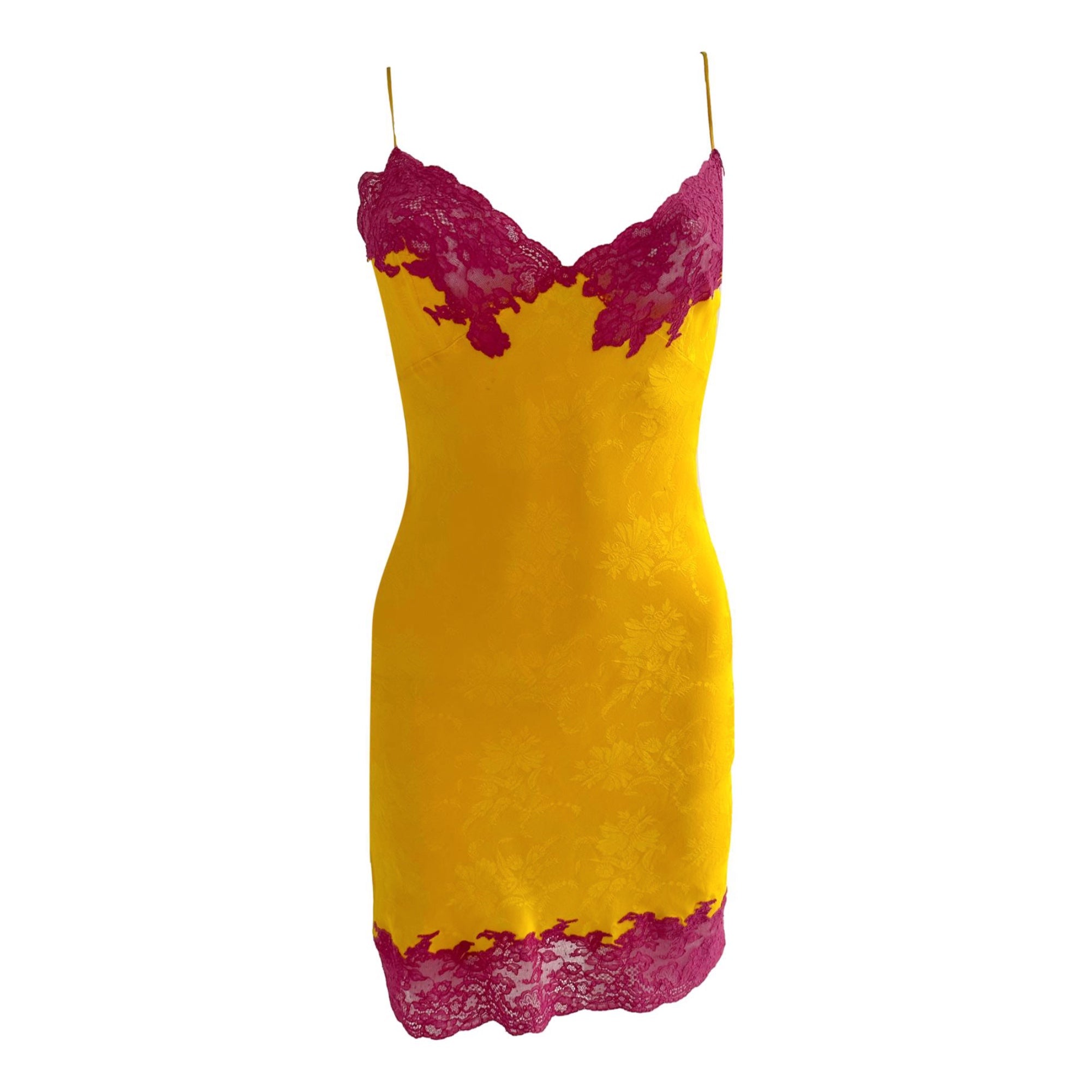 Dior Yellow Lace Slip Dress Dior Yellow Lace Slip Dress