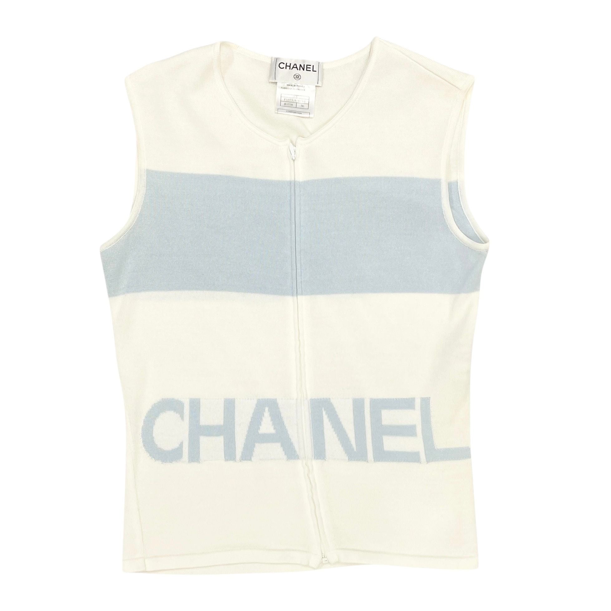 Chanel Blue + White Zipper Tank Top – Treasures of NYC