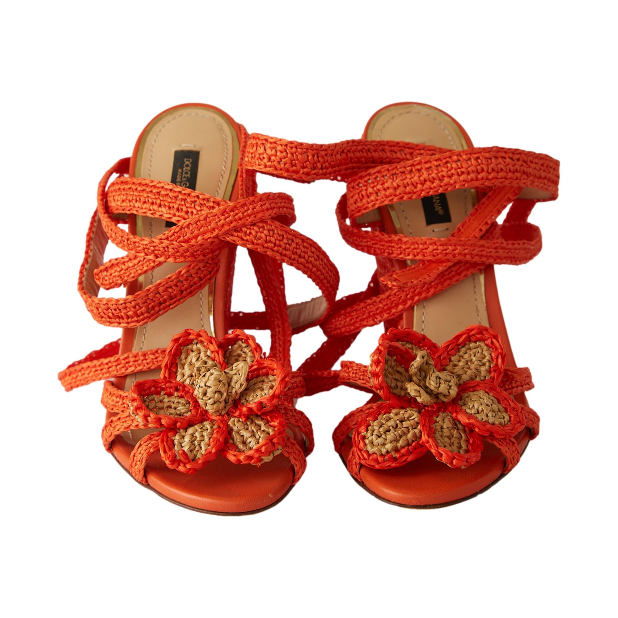 Dolce & Gabbana Orange Rafia Wedges – Treasures of NYC