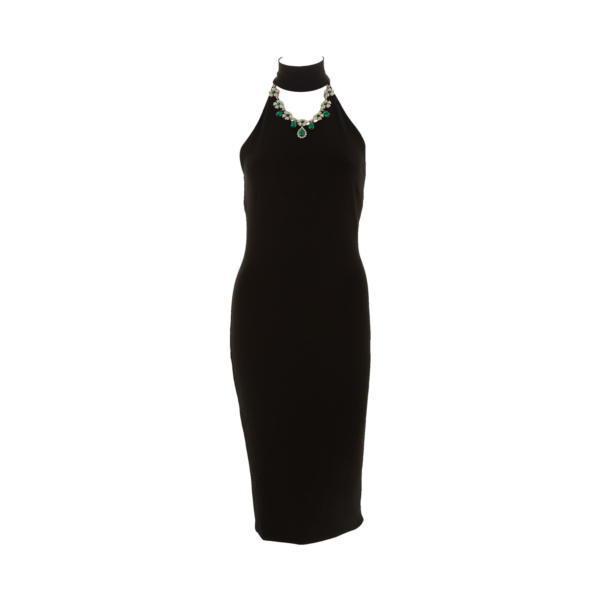 Dolce & Gabbana Black Emerald Choker Dress – Treasures of NYC