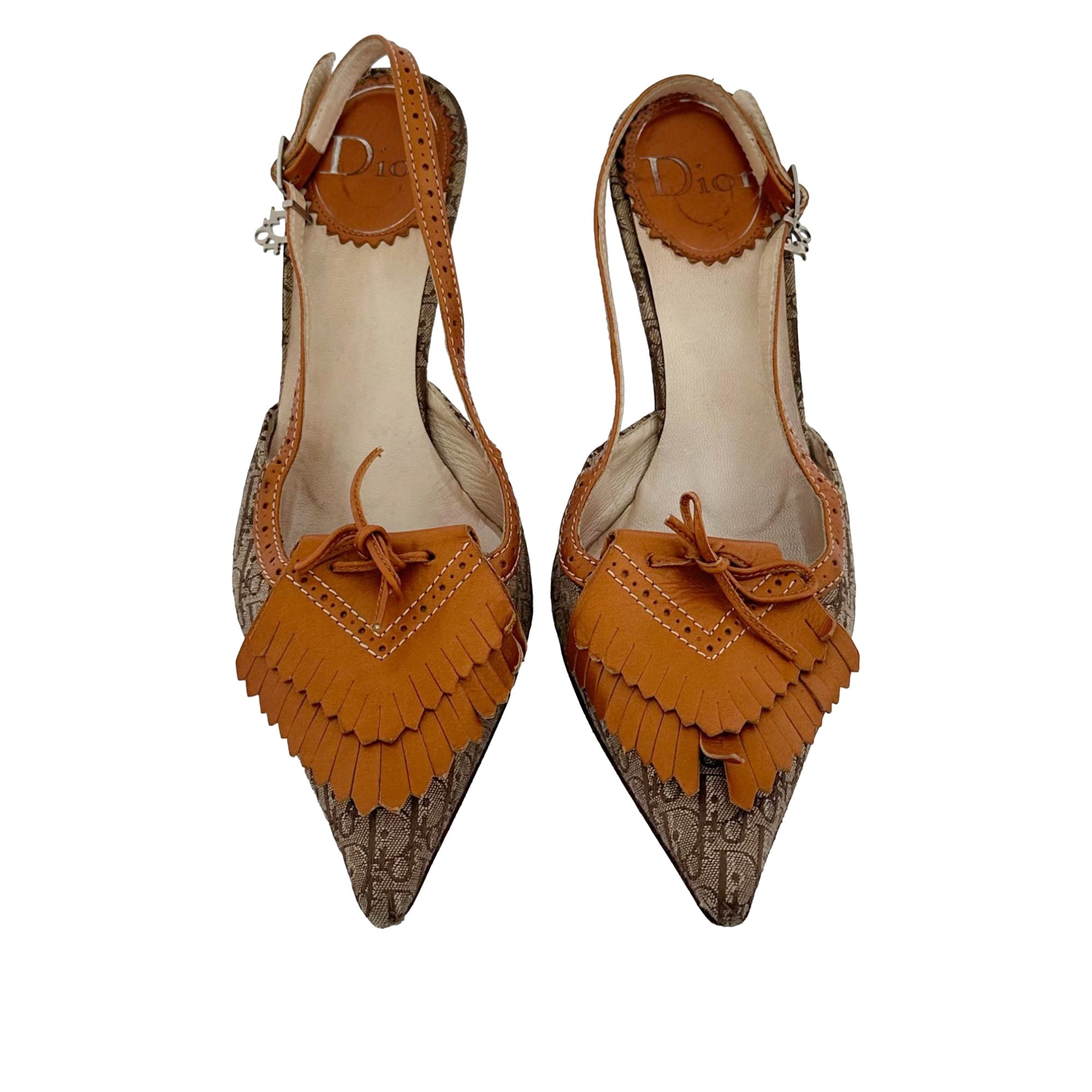 Dior Brown Logo Slingback Heels