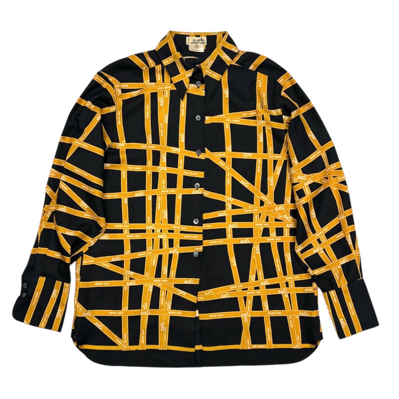 Hermes Black + Orange Ribbon Button Down – Treasures of NYC Hermes Black + Orange Ribbon Button Down – Treasures of NYC