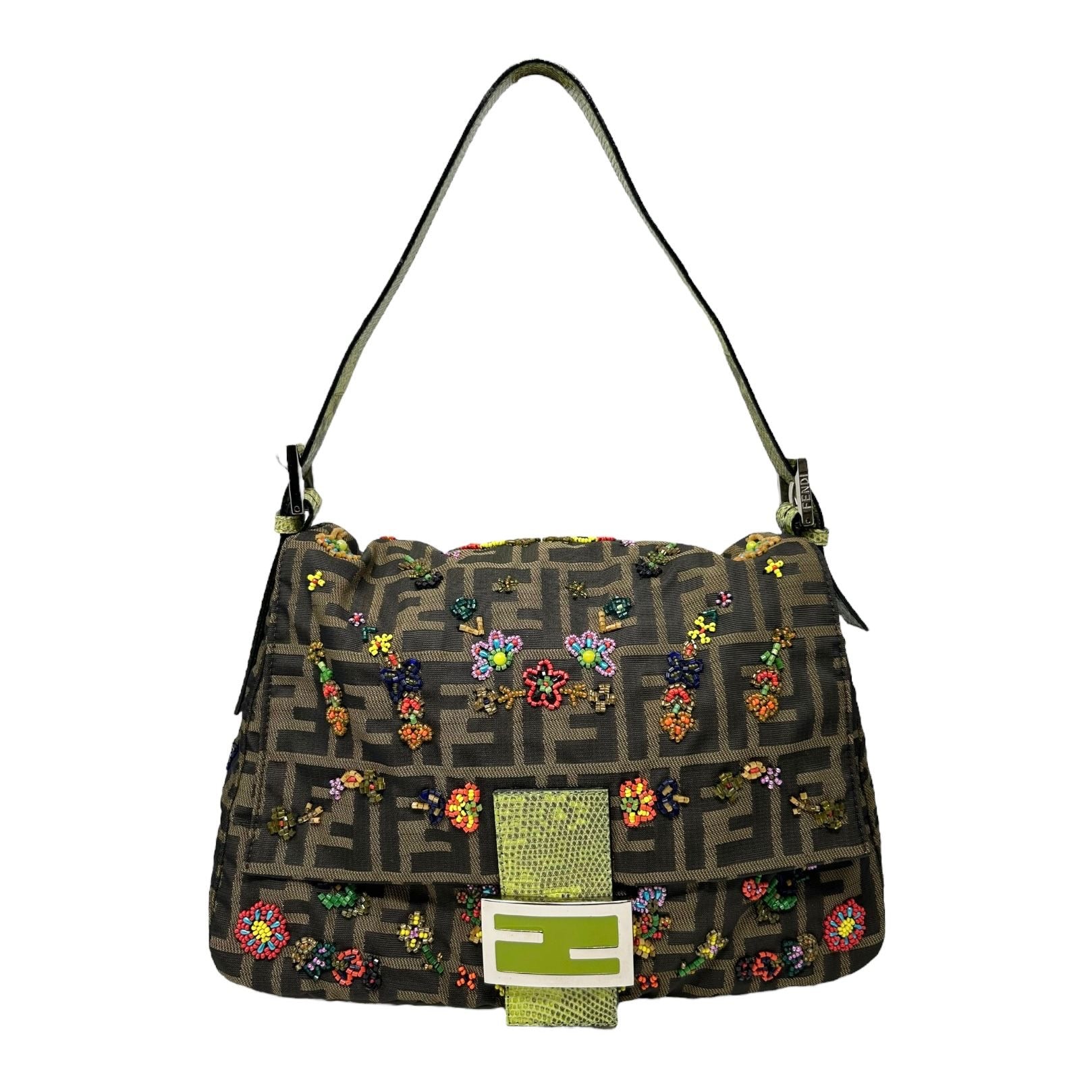 Fendi Floral Beaded Zucca Mamma Baguette Bag – Treasures of NYC