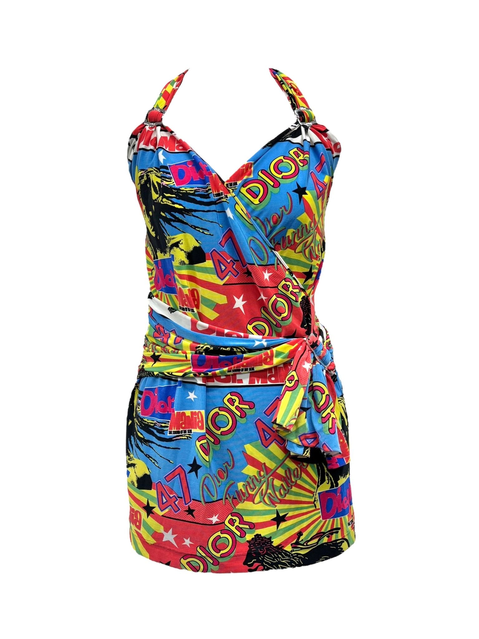 Dior Rasta Graphic Print Mini Halter Dress Dior Rasta Graphic Print Mini Halter Dress