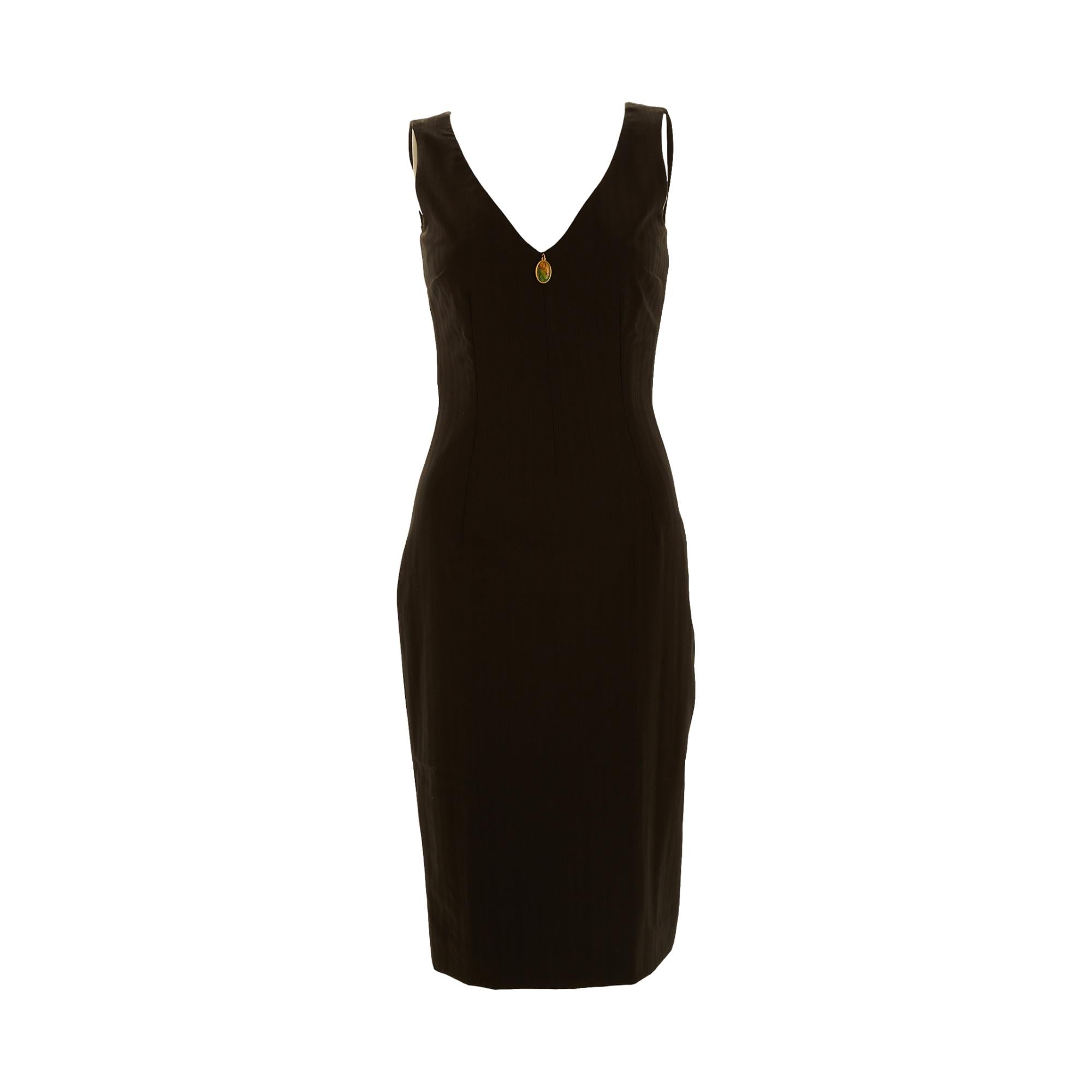 black pinstripe dress Dolce & Gabbana Black Pinstripe Charm Dress – Treasures of NYC