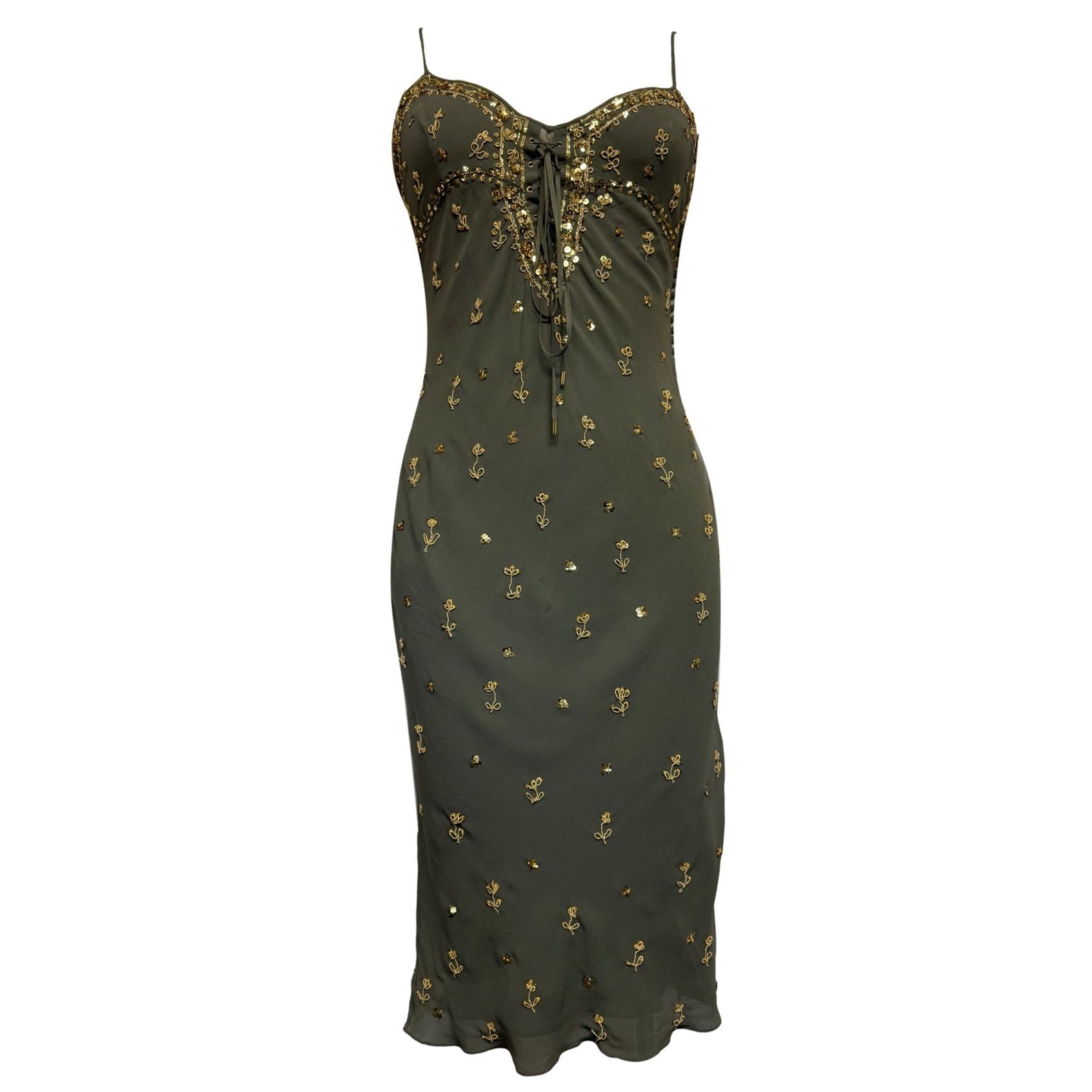 Dior Moss Green Embellished Floral Dress Treasures of NYC Dior Moss Green Embellished Floral Dress Treasures of NYC
