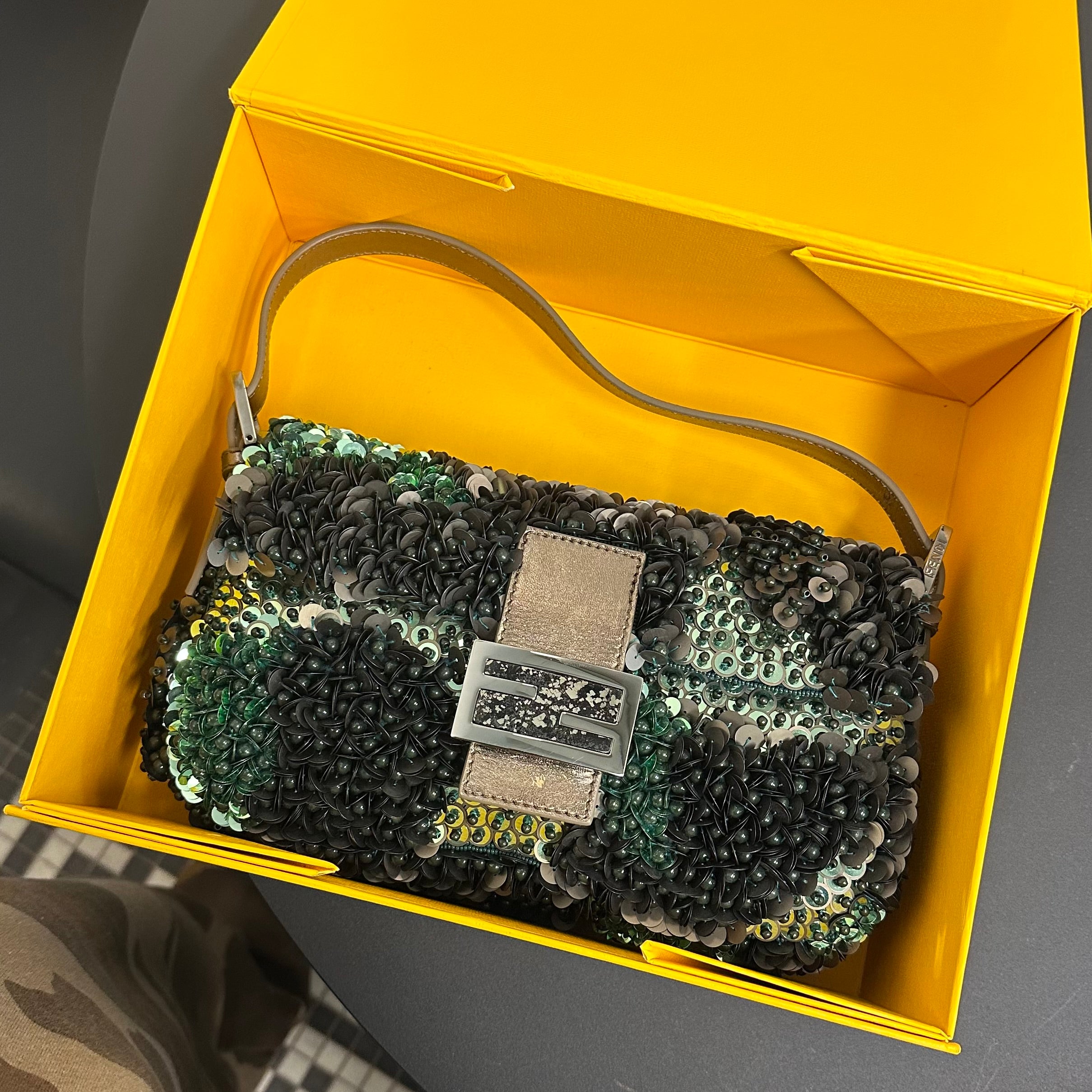 Fendi Green Camo Sequin Baguette Bag – Treasures of NYC