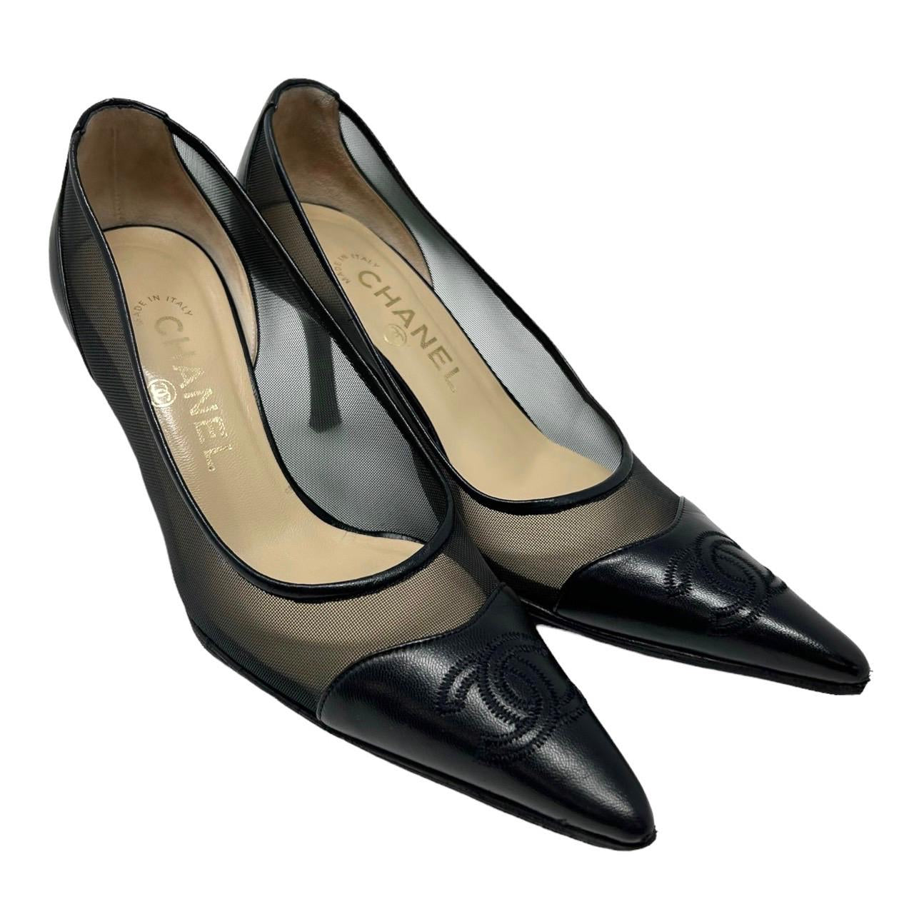 Mesh Vintage Chanel Heels CHANEL CC MESH SLINGBACKS – LE