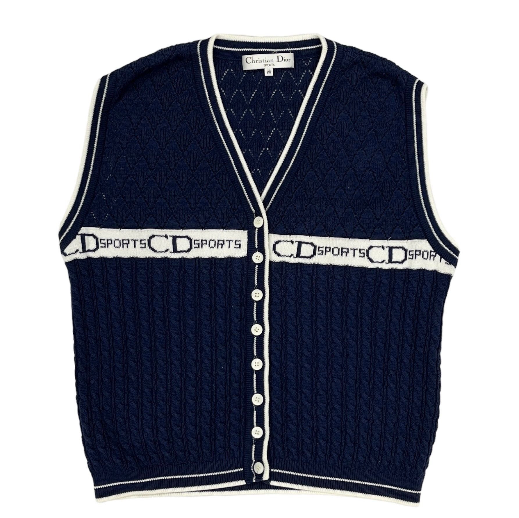 Dior ネイビー Vネック ノースリーブ ベスト Dior Sports Navy Vest – Treasures of NYC