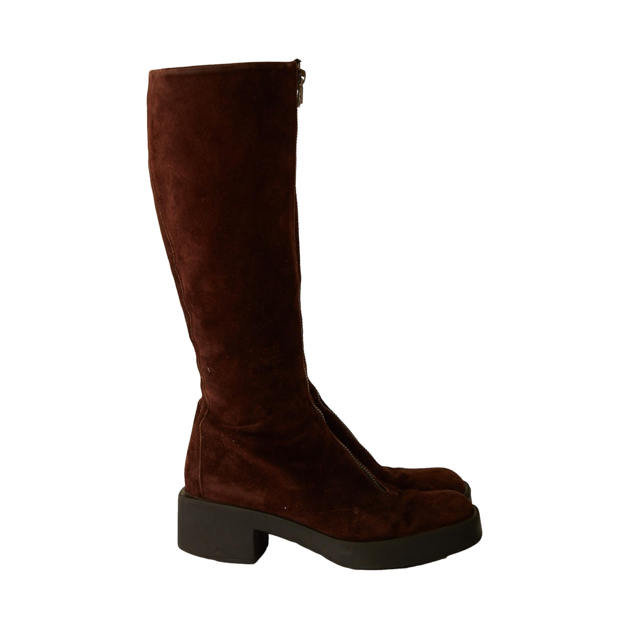 Fendi Brown Suede Zipper Boots – Treasures of NYC