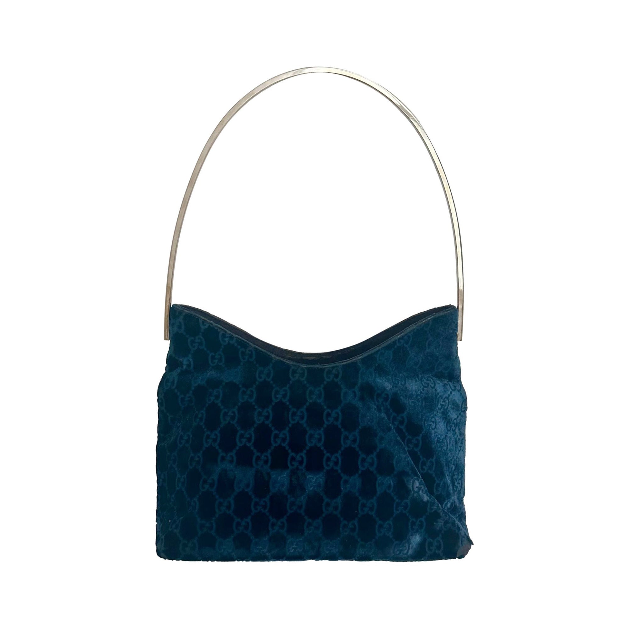 Gucci x Tom Ford Blue Velvet Shoulder Bag