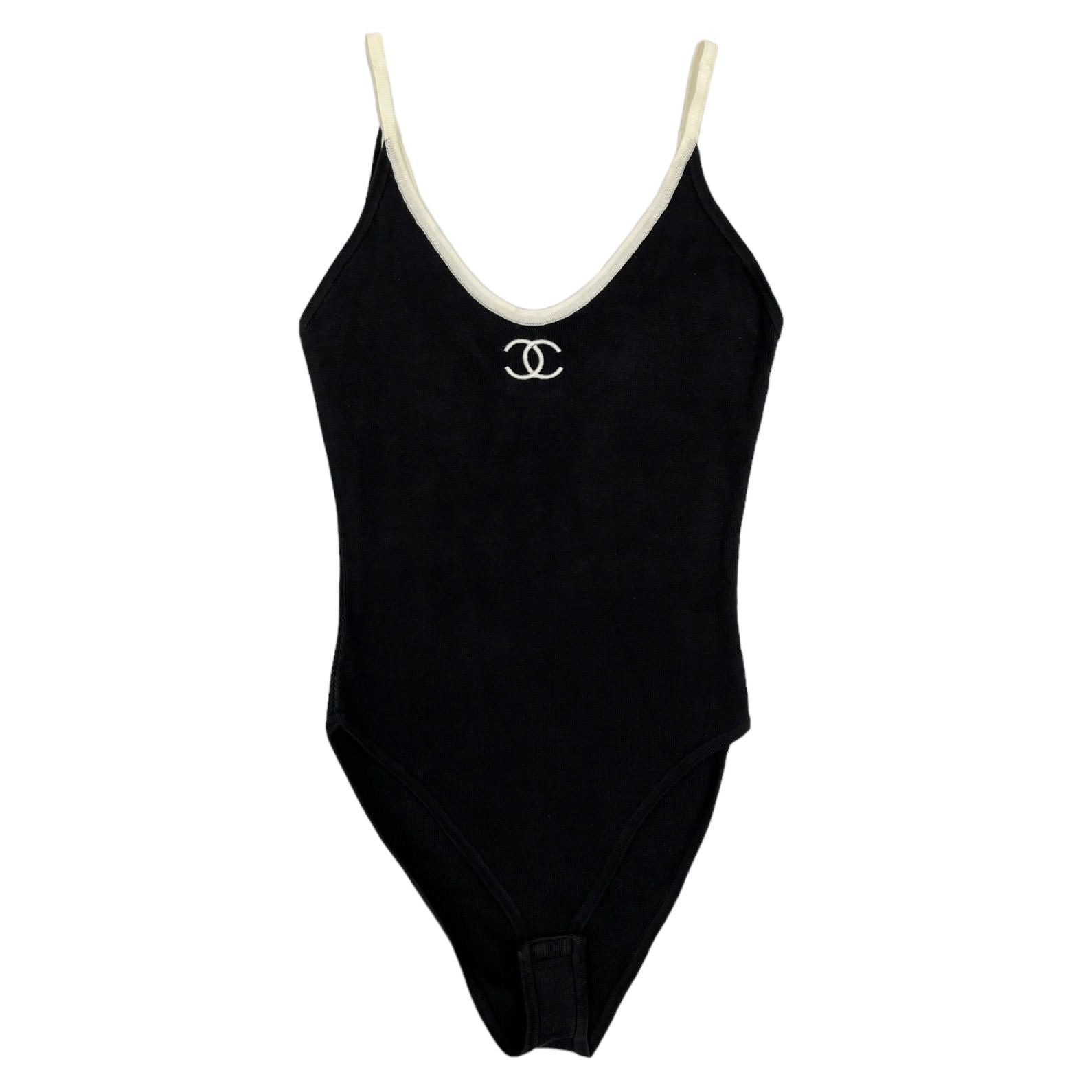 Chanel Black Logo Knit Bodysuit