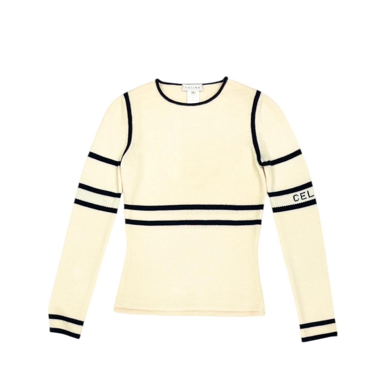 Celine Ivory Stripe Logo Sweater – Treasures of NYC Celine Ivory Stripe Logo Sweater – Treasures of NYC