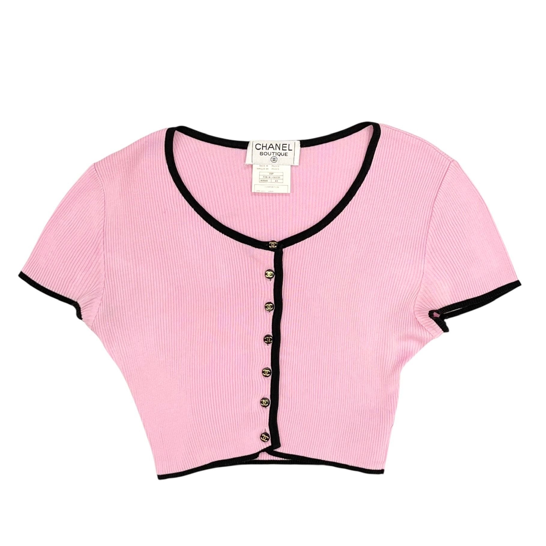 Chanel Pink Ribbed Button-Up Cropped Top – Treasures of NYC