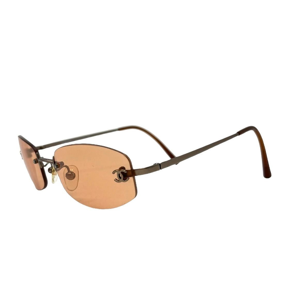 Chanel Amber Logo Rimless Micro Sunglasses – Treasures of NYC display picture 1