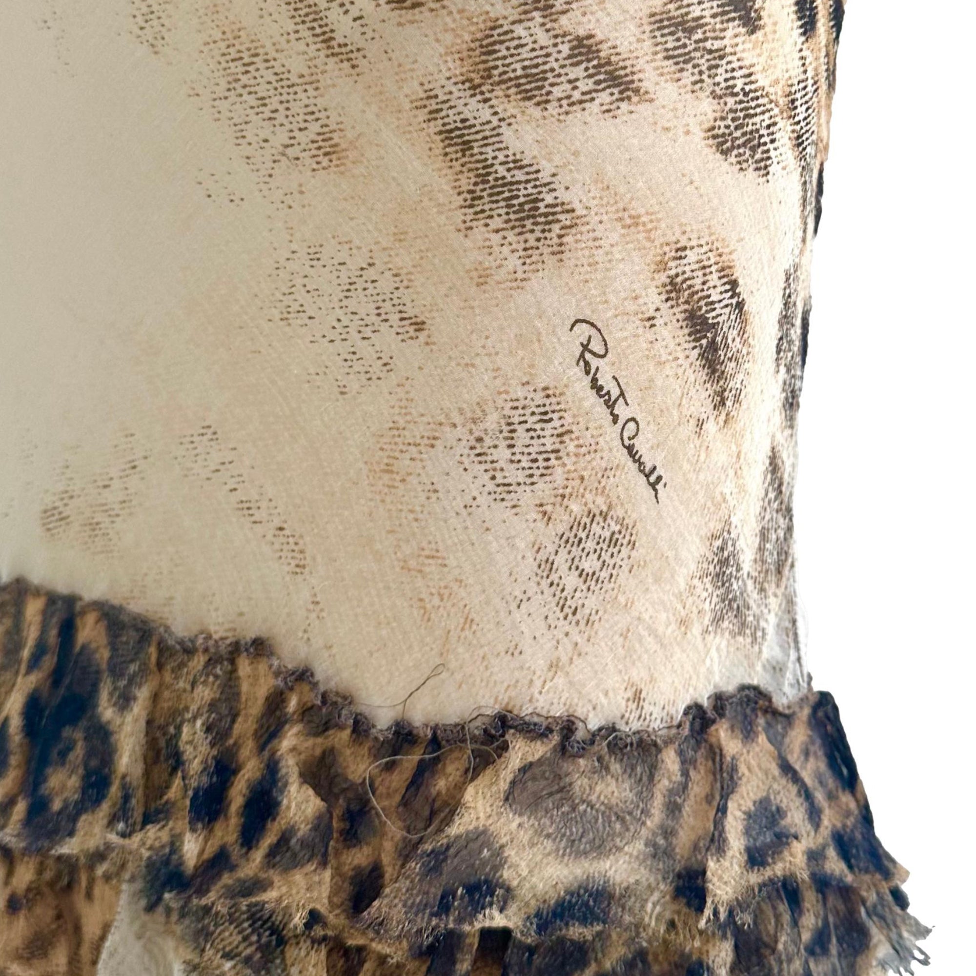 Roberto Cavalli Silk Ruffled Cheetah Gown