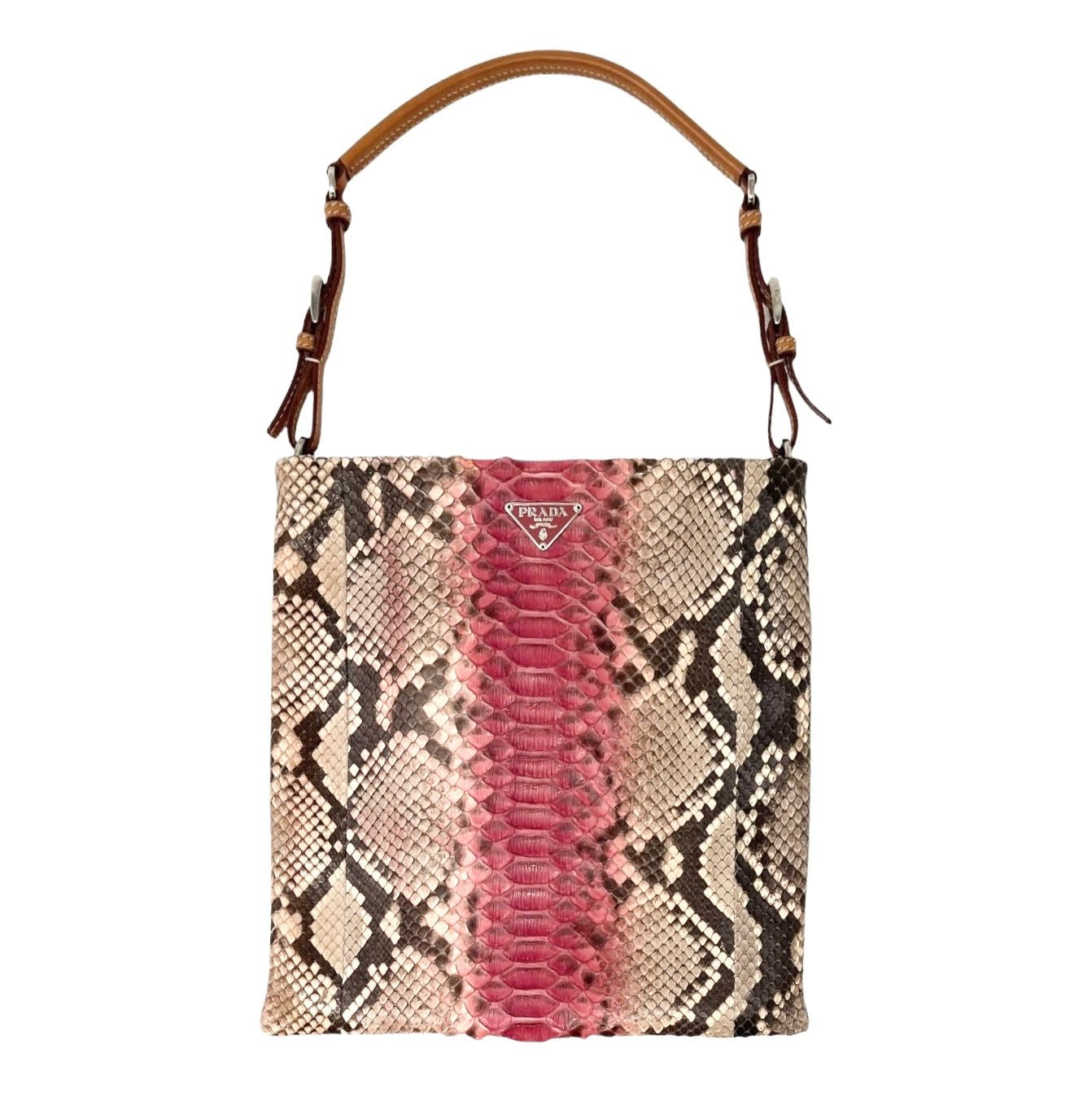 Prada Pink + Brown Snakeskin Top Handle Bag – Treasures of NYC