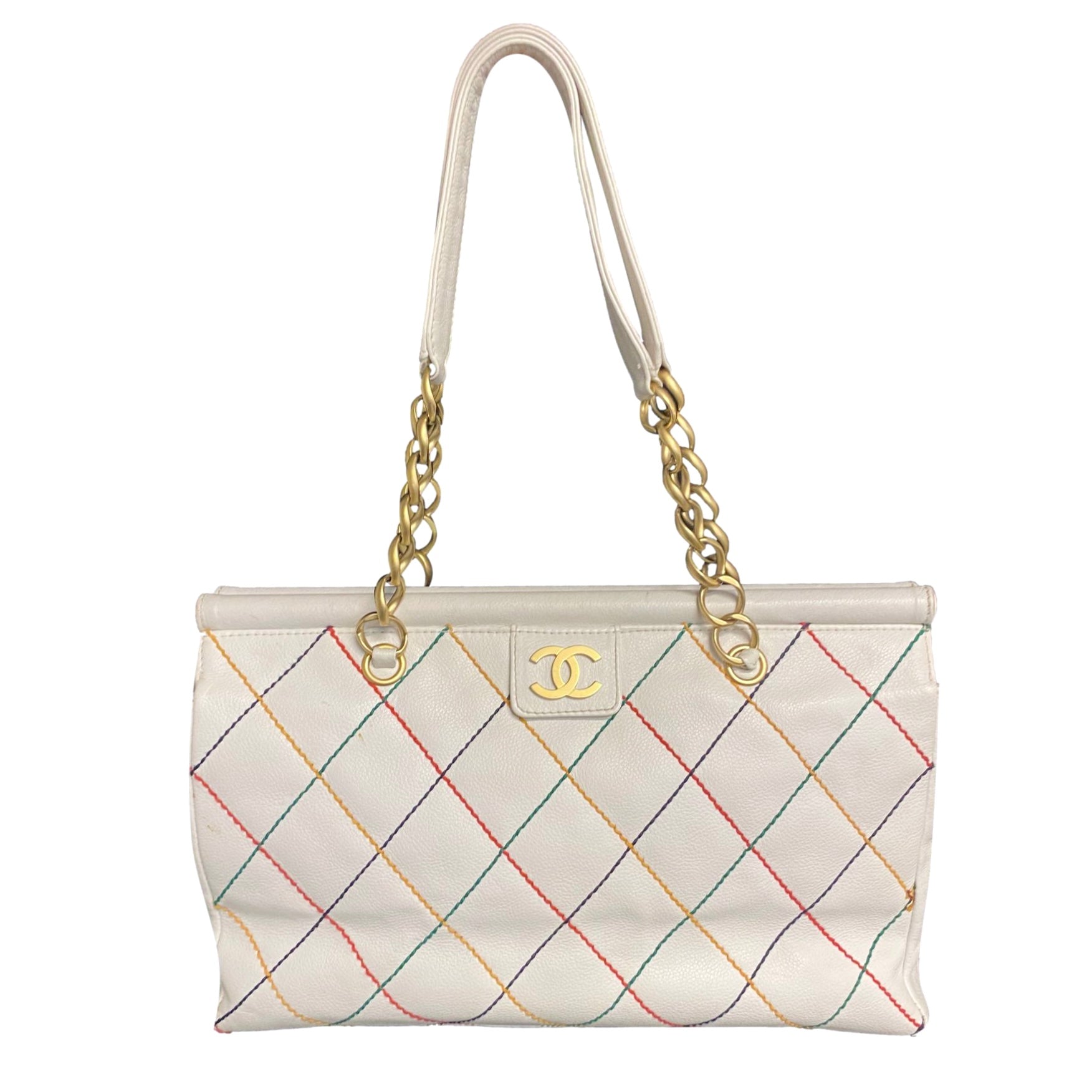 Chanel White Caviar Multi Stitch Shoulder Bag – Treasures of NYC