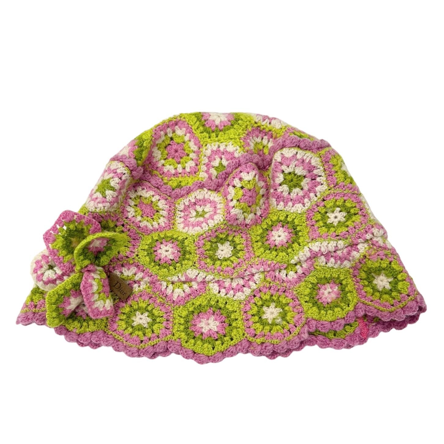 Prada Check Crochet Bucket Hat in Pink