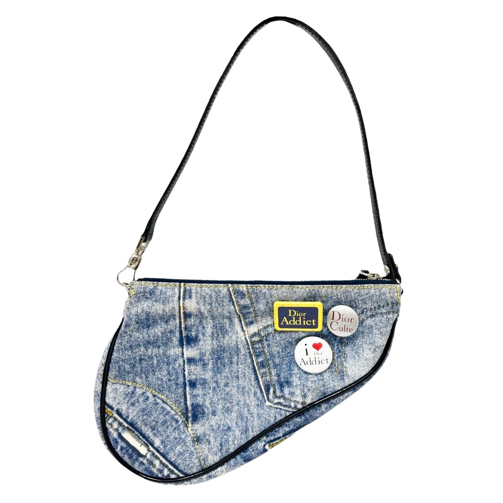 Dior Denim Logo Mini Saddle – Treasures of NYC