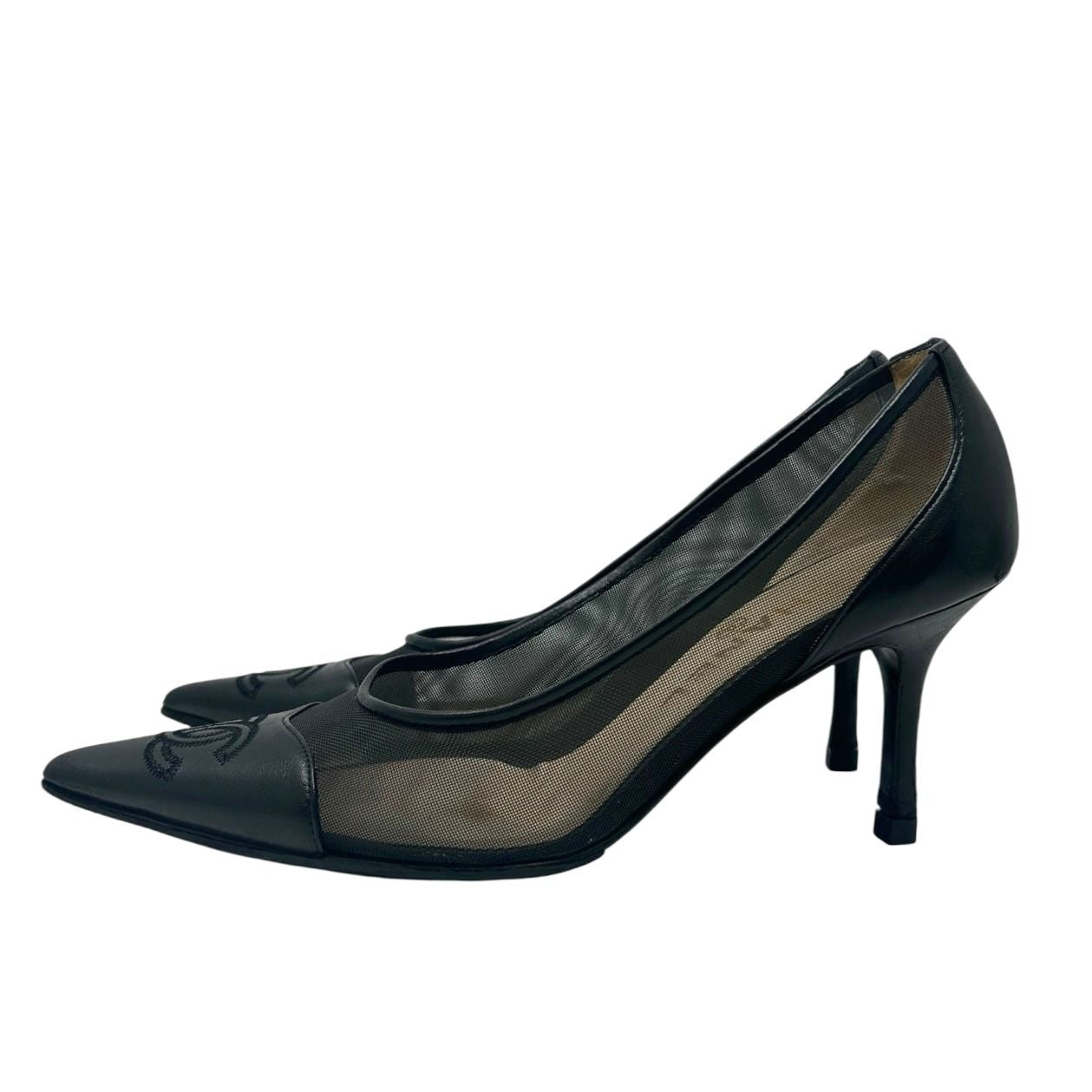 Chanel Black Mesh Logo Heels – Treasures of NYC