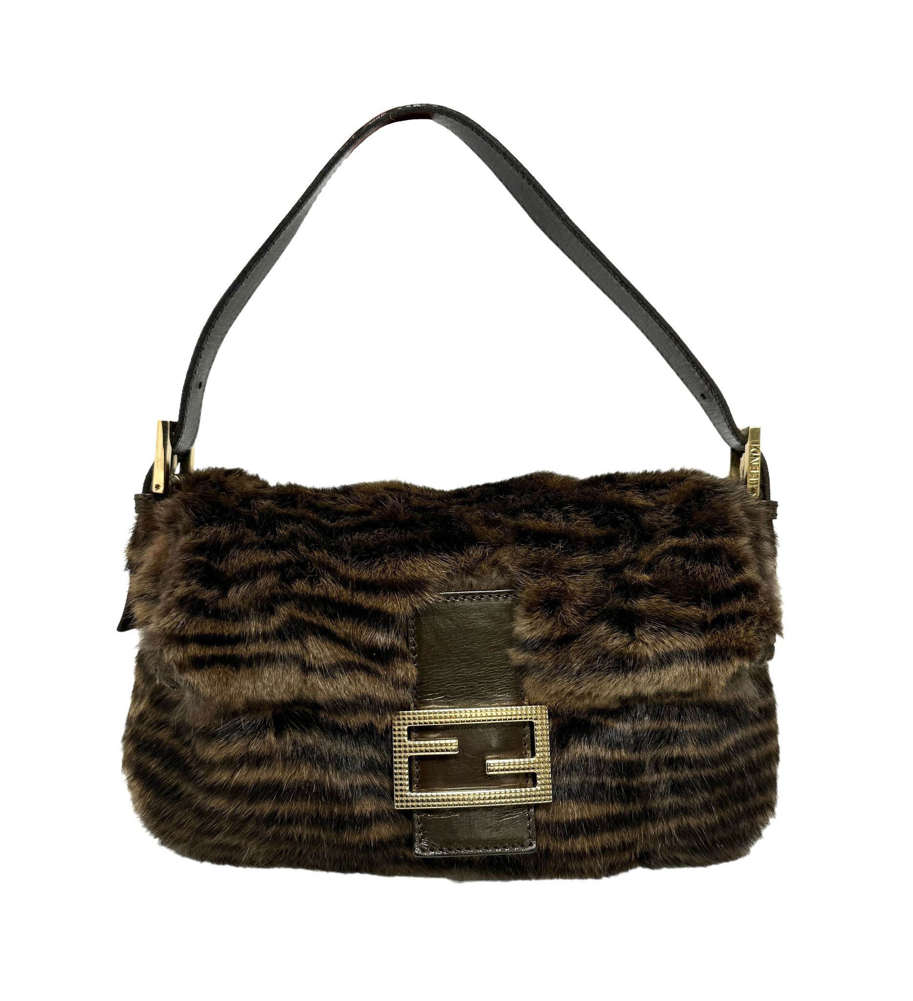 Fendi Brown Striped Fur Baguette – Treasures of NYC