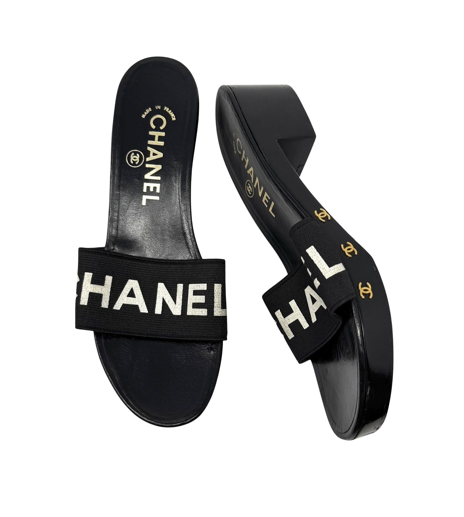 Chanel Black Woven Logo Platform Sandals – Treasures of NYC