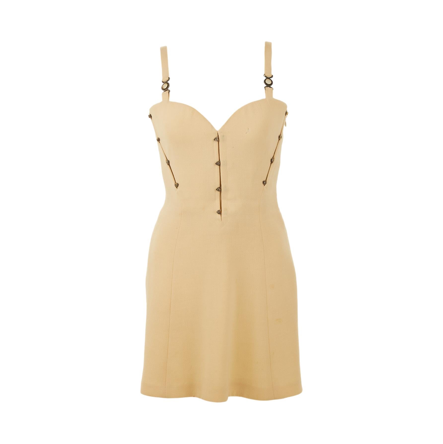 Versace Beige Medusa Corset Dress Treasures of NYC Versace Beige Medusa Corset Dress Treasures of NYC
