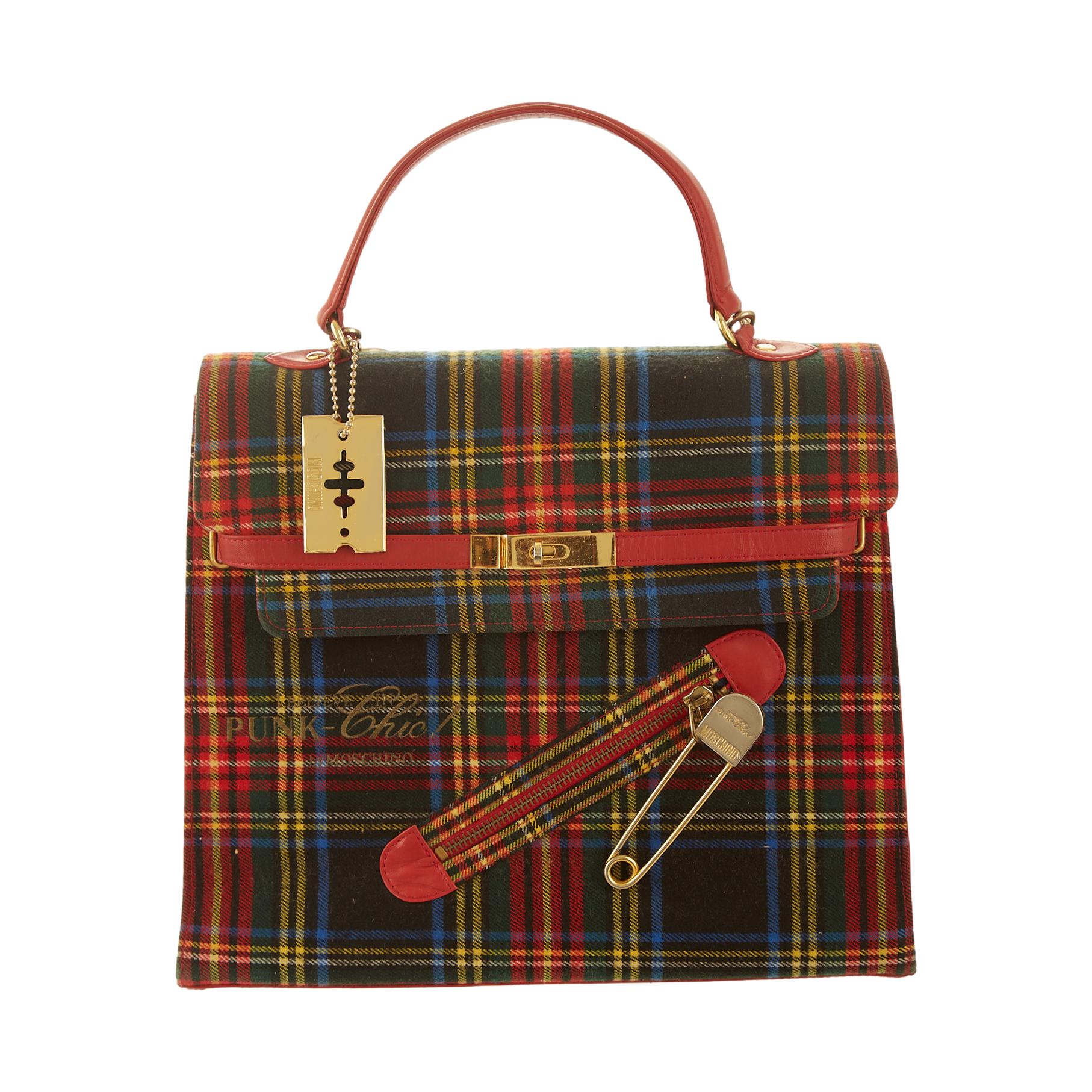 Moschino Plaid Punk Chic 2-Way Bag