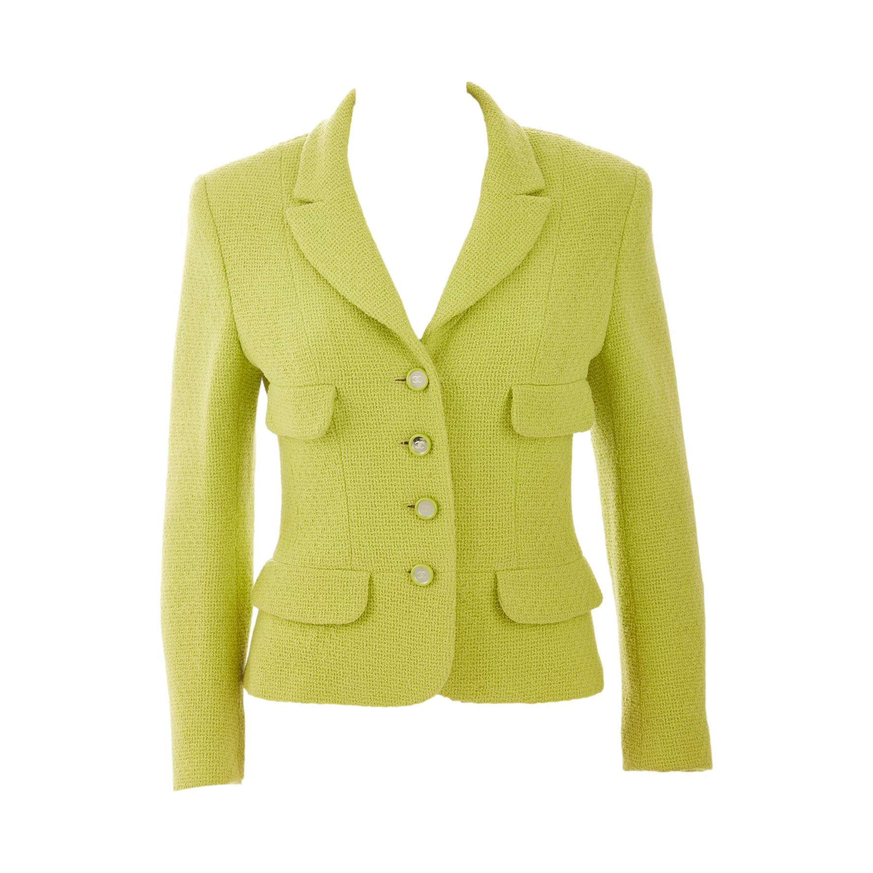 Vintage Lime Green Tweed Jacket Treasures NYC