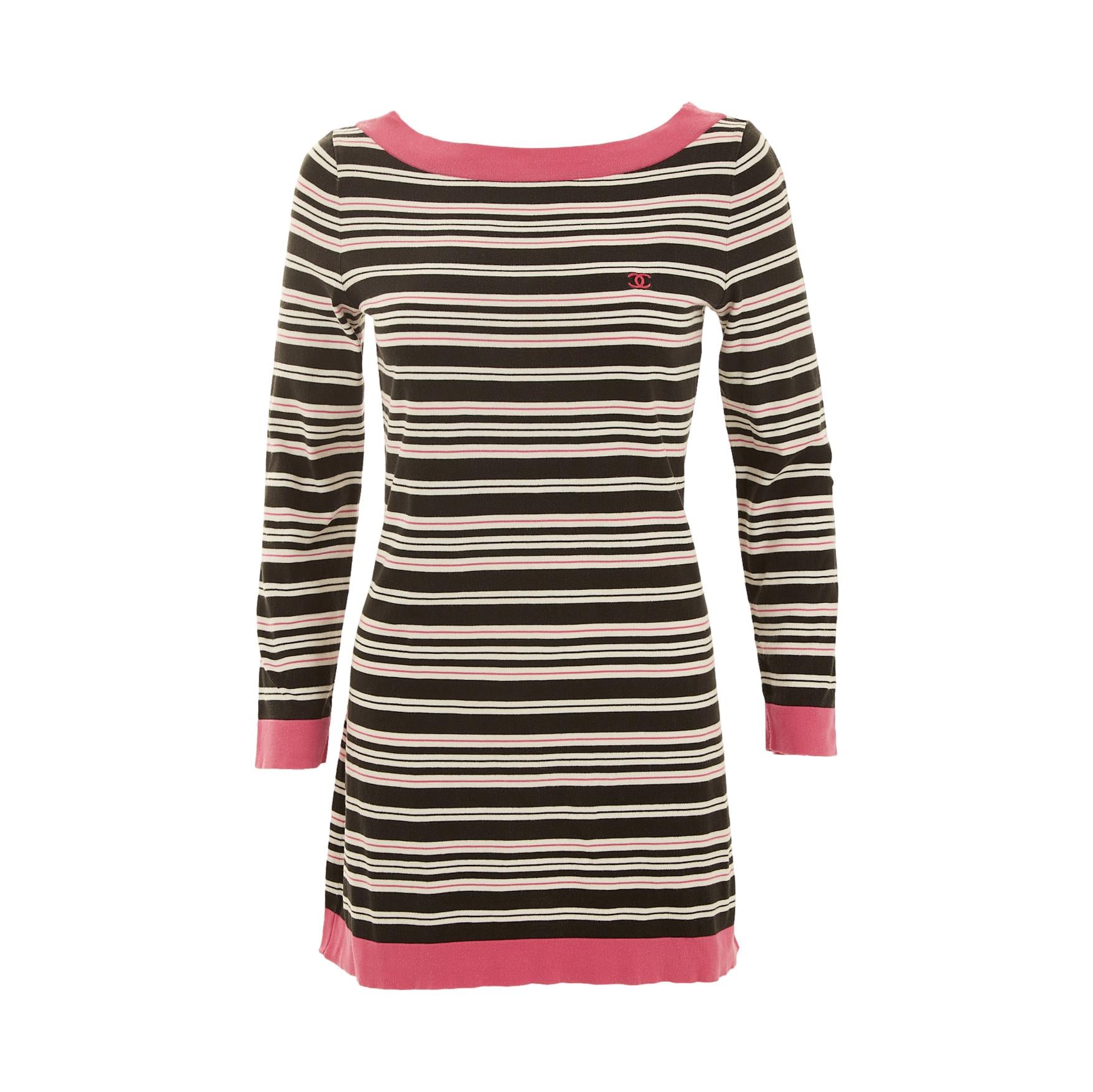 chanel pink logo dress Chanel 25P Pink Knitted Dress