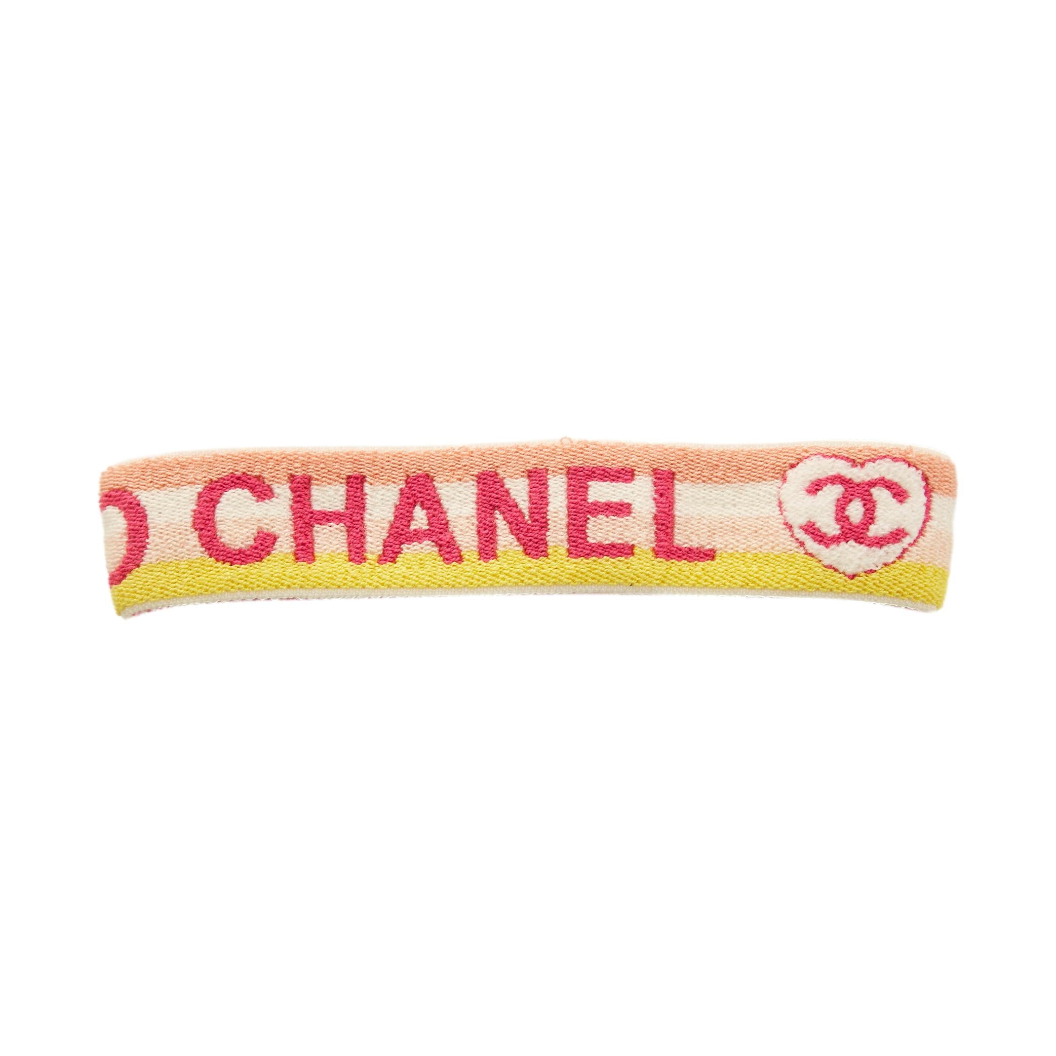 Chanel headband pink Chanel Pink Tweed Headband with Chain Link Detail  main image 2
