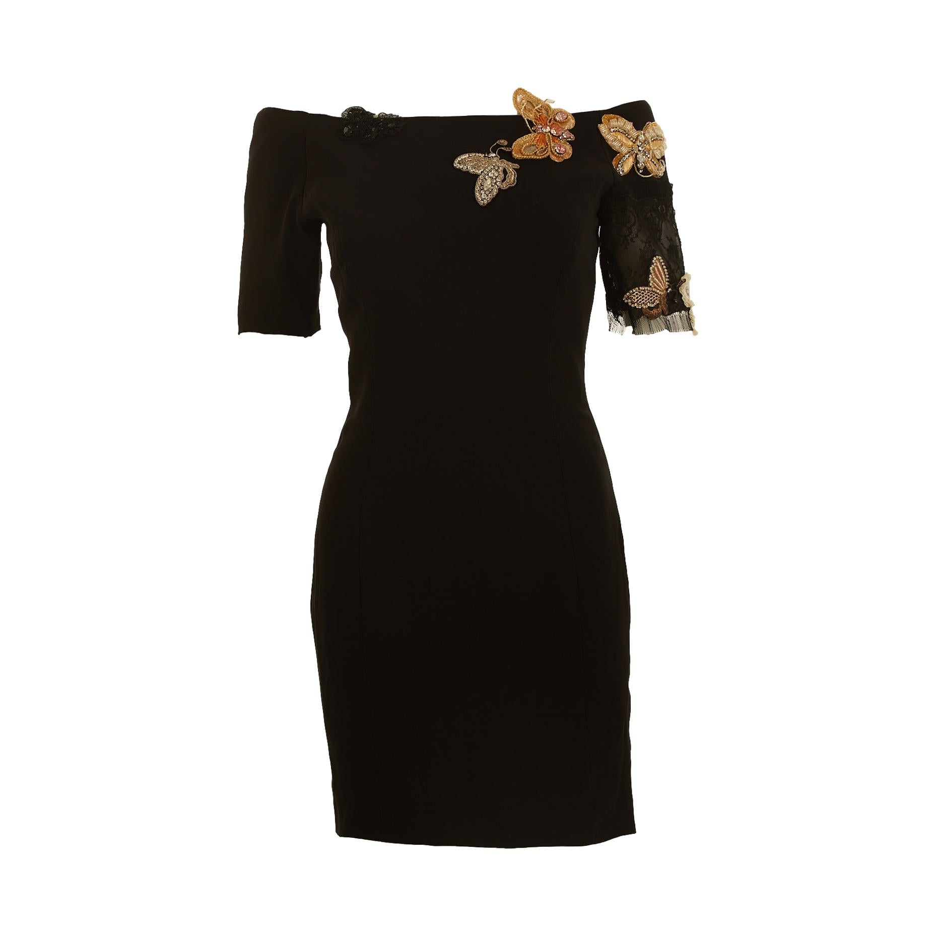 dior dress black Dior Black Embellished Butterfly Dress – Treasures of NYC