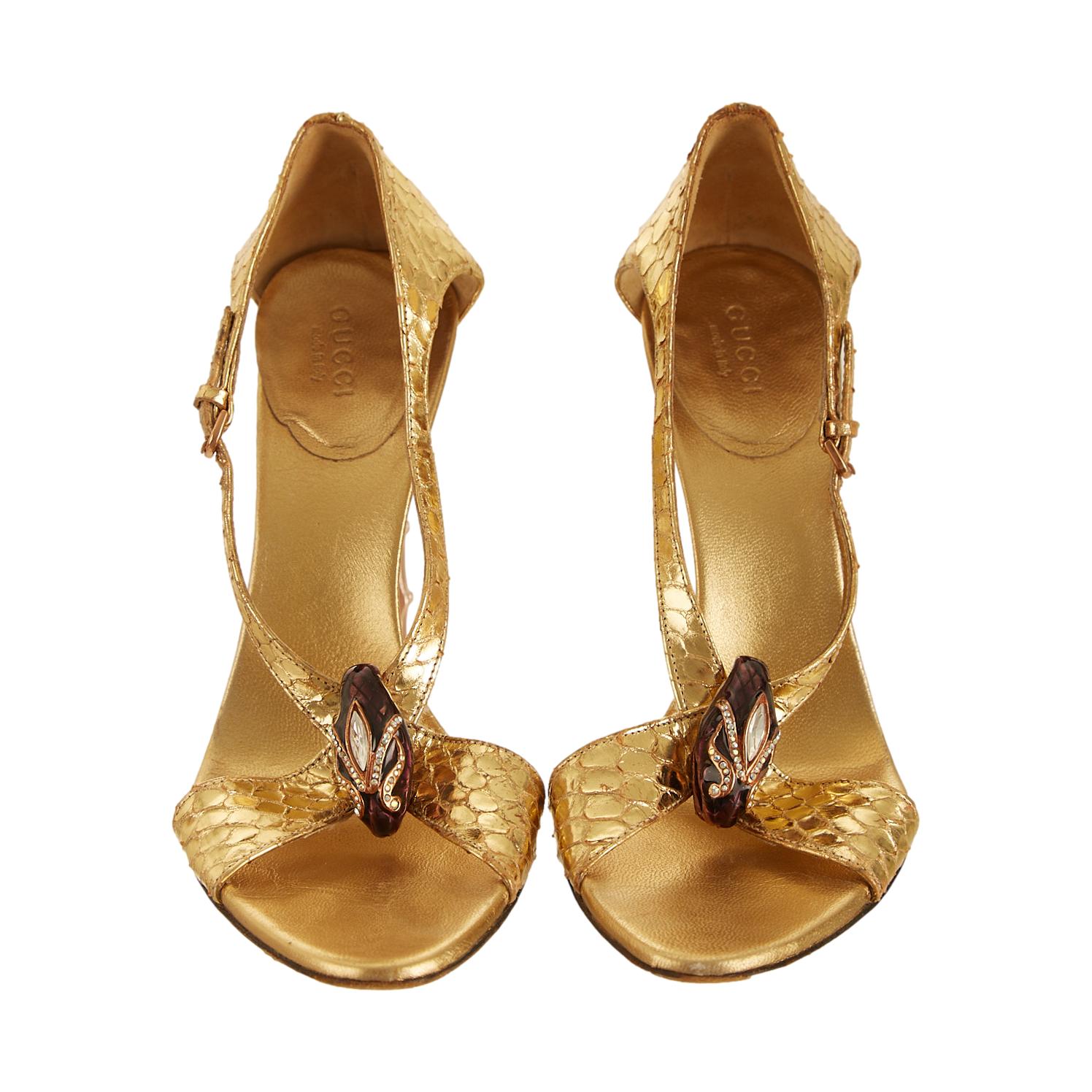 Treasures of NYC Gucci Gold Gem Heels - Main Image