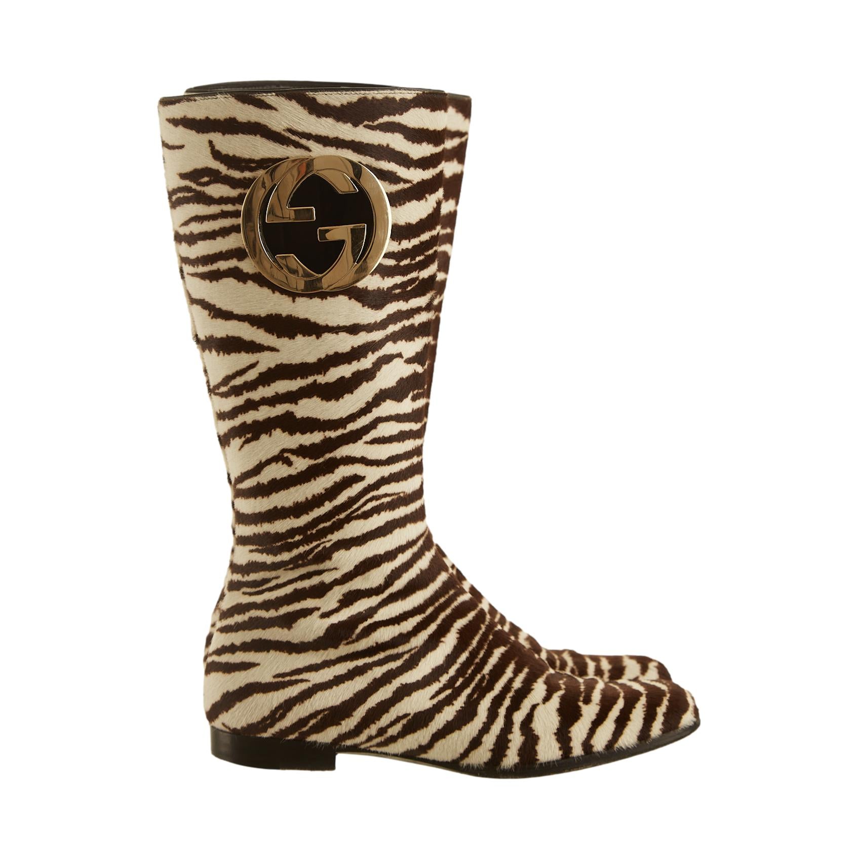 Gucci Zebra Print Knee-High Boots