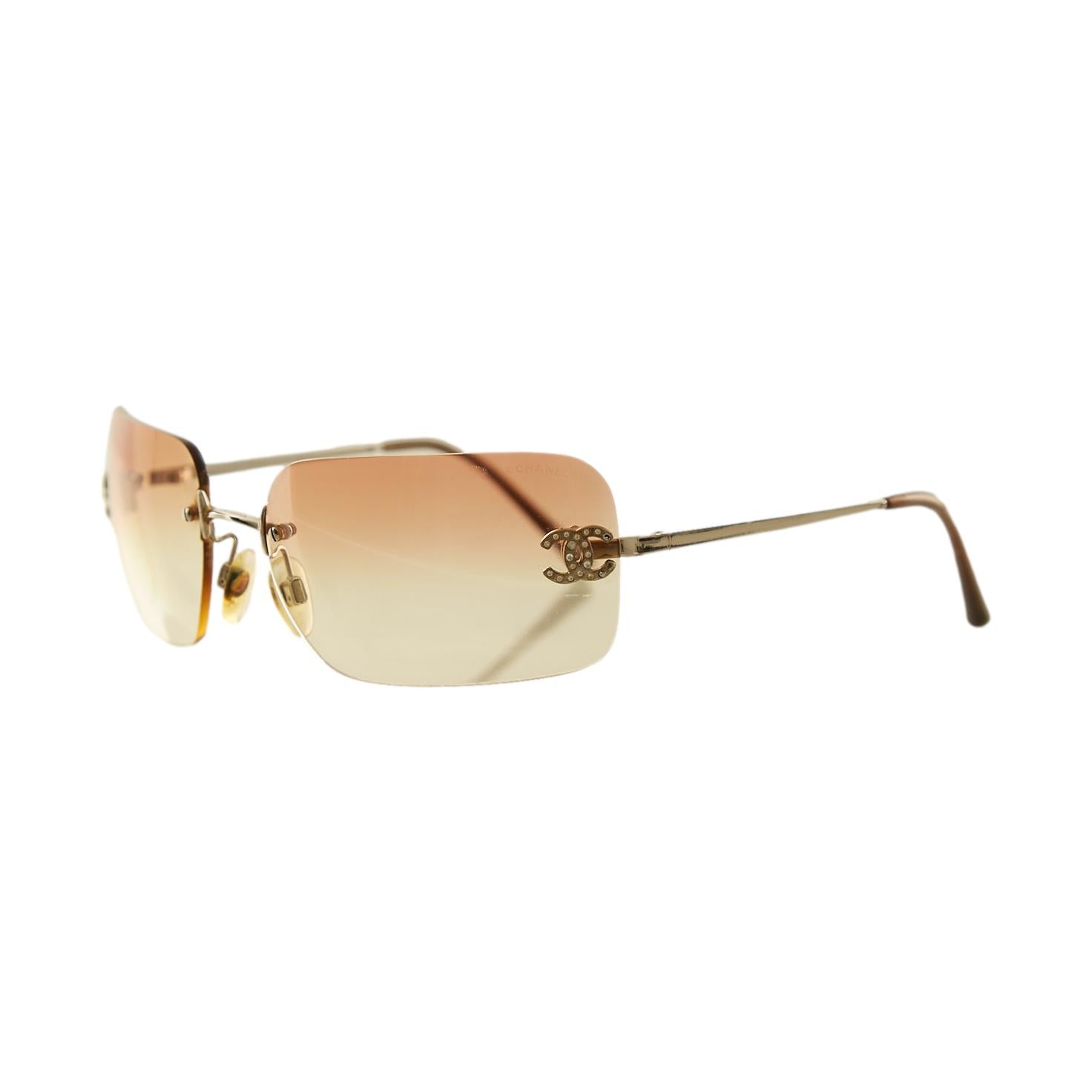 Chanel Ombre Rimless Rhinestone Logo Sunglasses – Treasures 