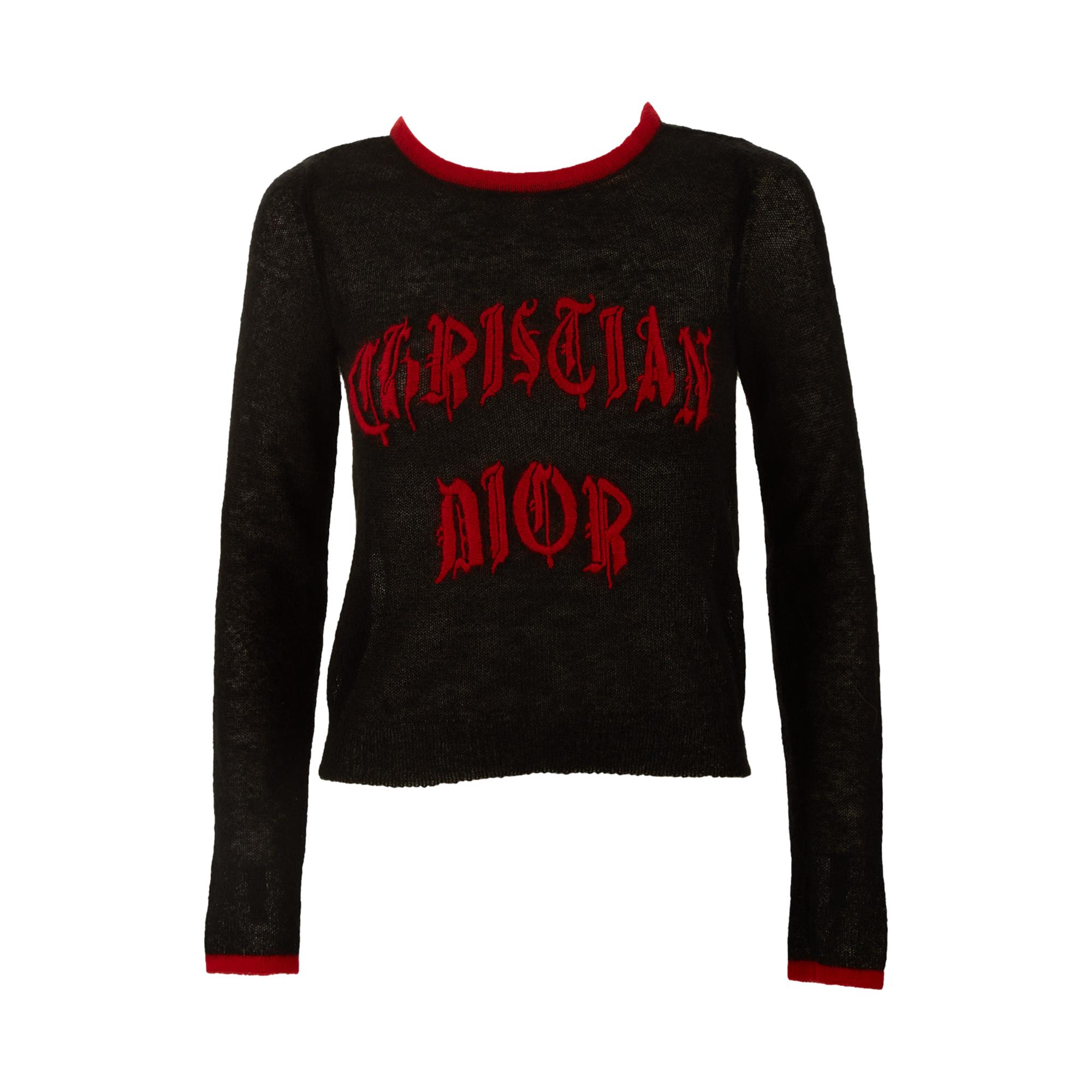 CHRISTIAN DIOR BLACK & RED GOTHIC LOGO TOP