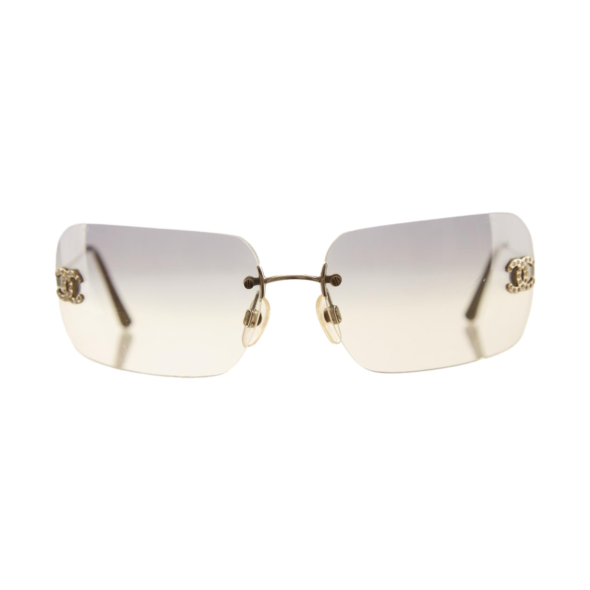 小物 CHANEL sunglasses rimless y2k Rhinestone Chanel Y2K Rimless Pink Rhinestone Sunglasses