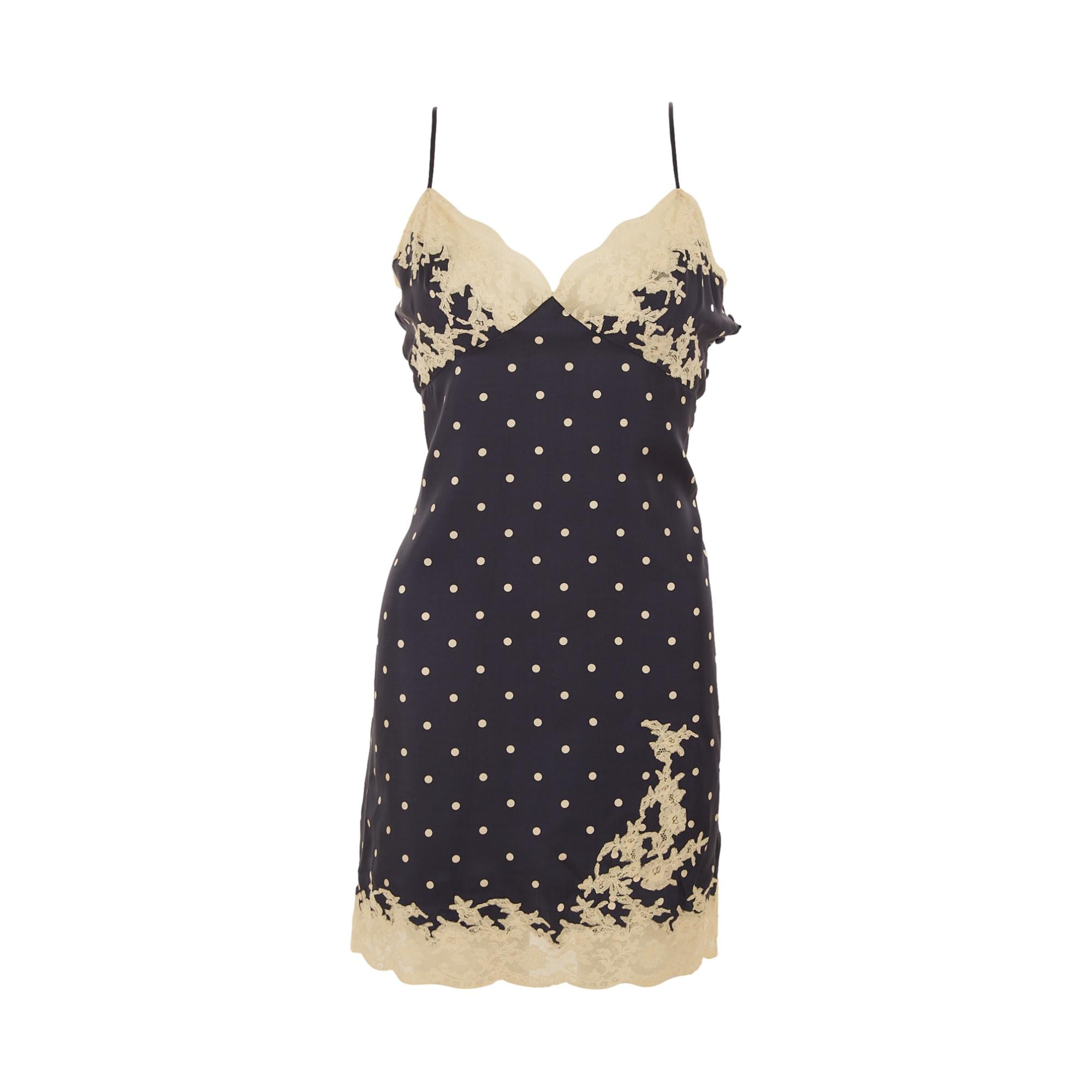Dior Navy Polkadot Lace Slip Dress Treasures of NYC Dior Navy Polkadot Lace Slip Dress Treasures of NYC