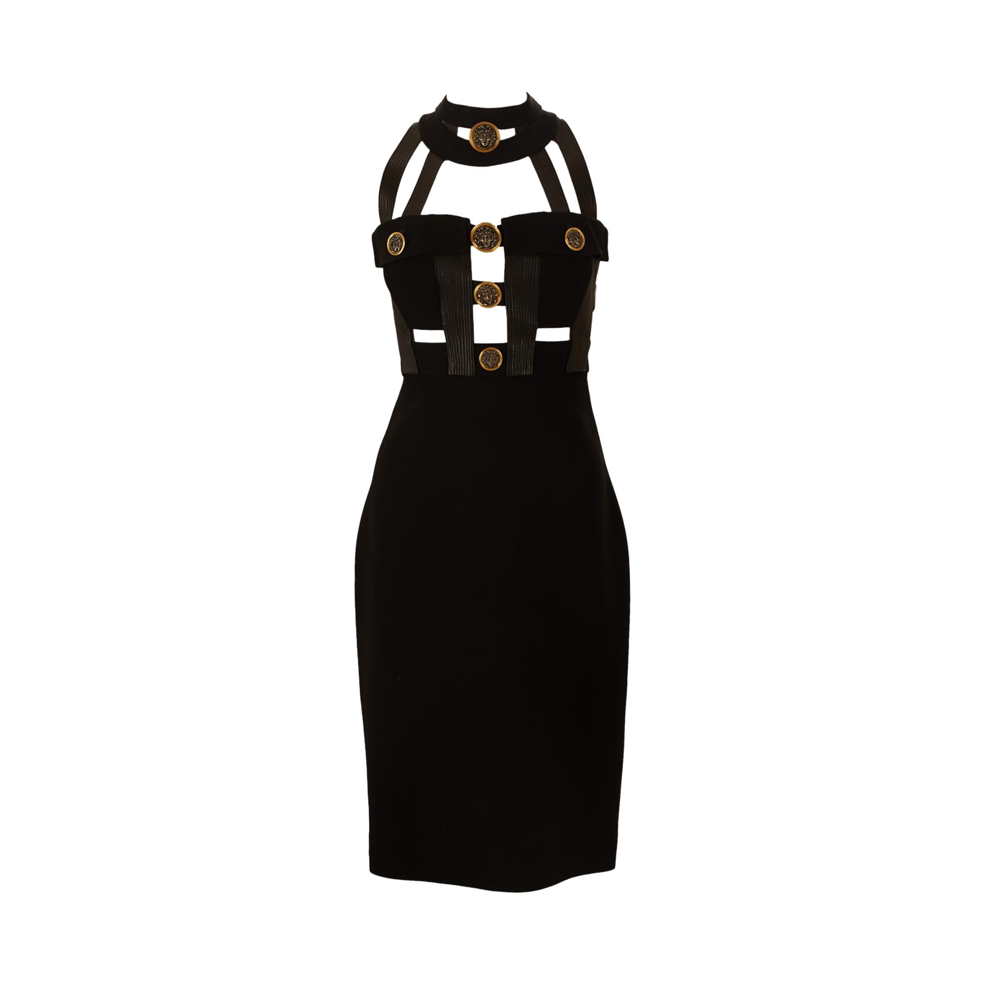 Versace Black 1992 Medusa Bondage Dress Treasures of NYC Versace Black 1992 Medusa Bondage Dress Treasures of NYC