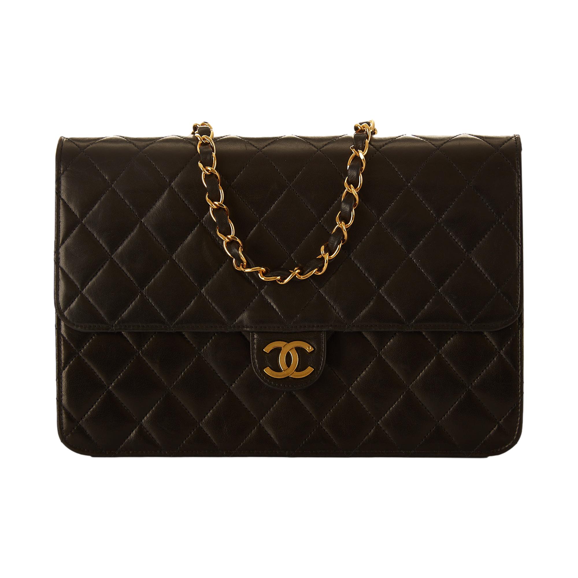 CHANEL CHAIN AROUND MESSENGER BAG, black quilted leather with