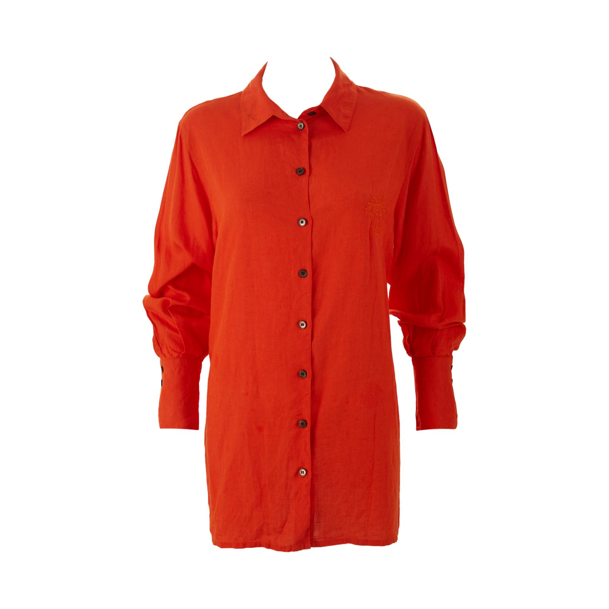 Hermes Orange Logo Button Down