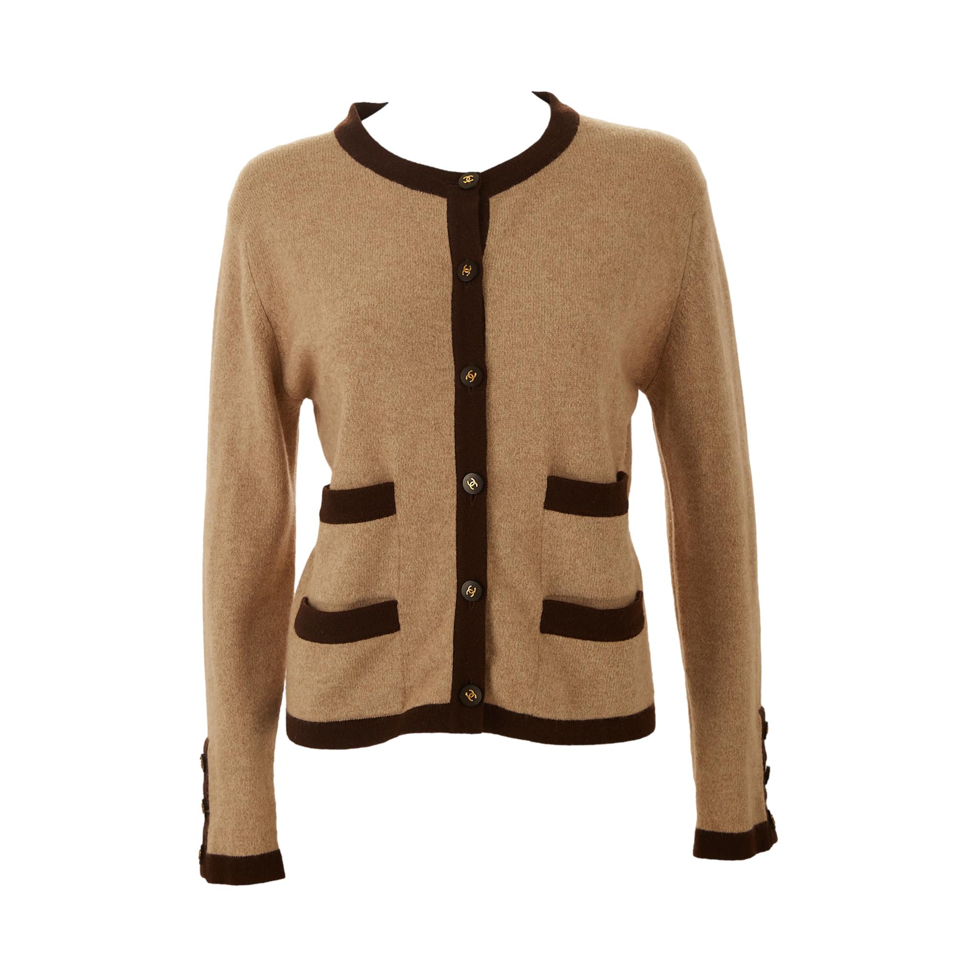 Chanel Brown Cashmere Logo Button Cardigan – Treasures of NYC