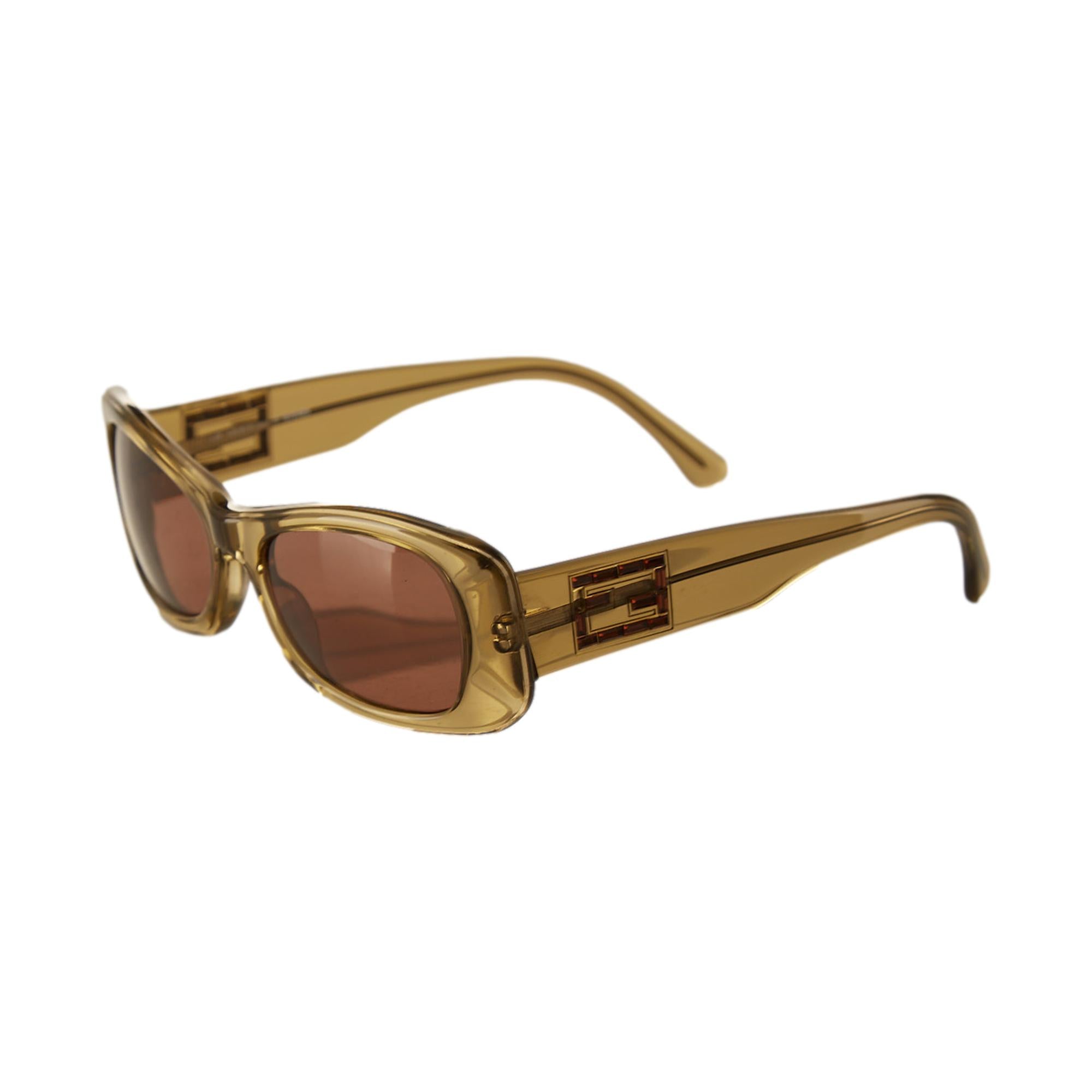 Fendi Green Translucent Rhinestone Logo Sunglasses 