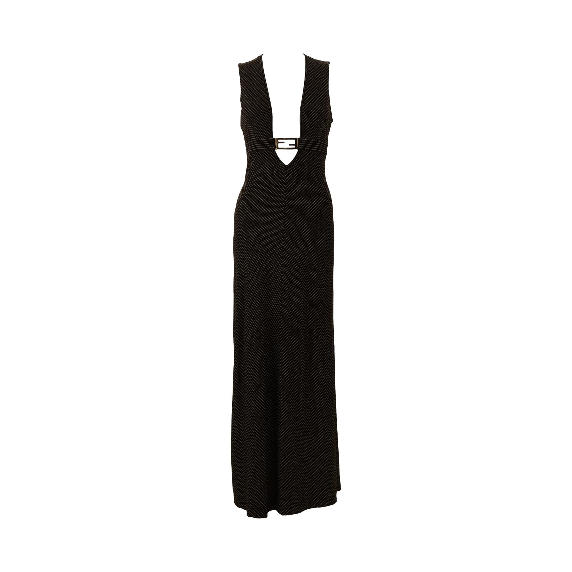 Fendi Black Pinstripe Logo Dress Treasures of NYC Fendi Black Pinstripe Logo Dress Treasures of NYC