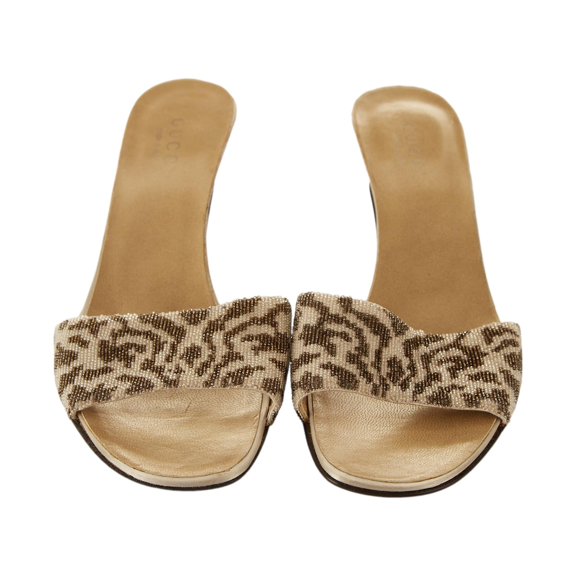 Animal Print Gucci Beaded Slides Gucci Beaded Cheetah Print